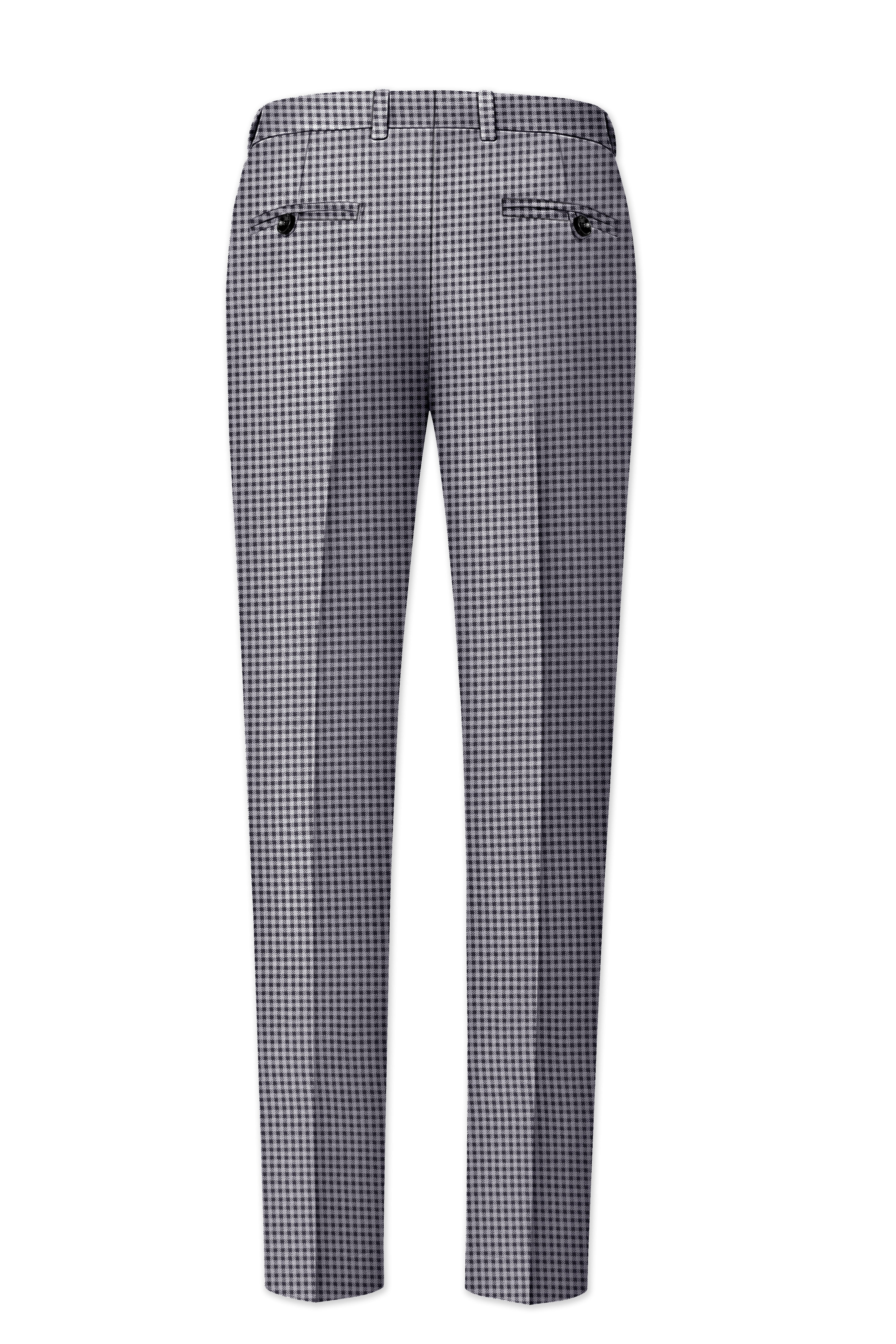 Graphite-Metallic Gray And Tuatara Gingham Plaid Tweed Single Breasted Trench Coat With Pant