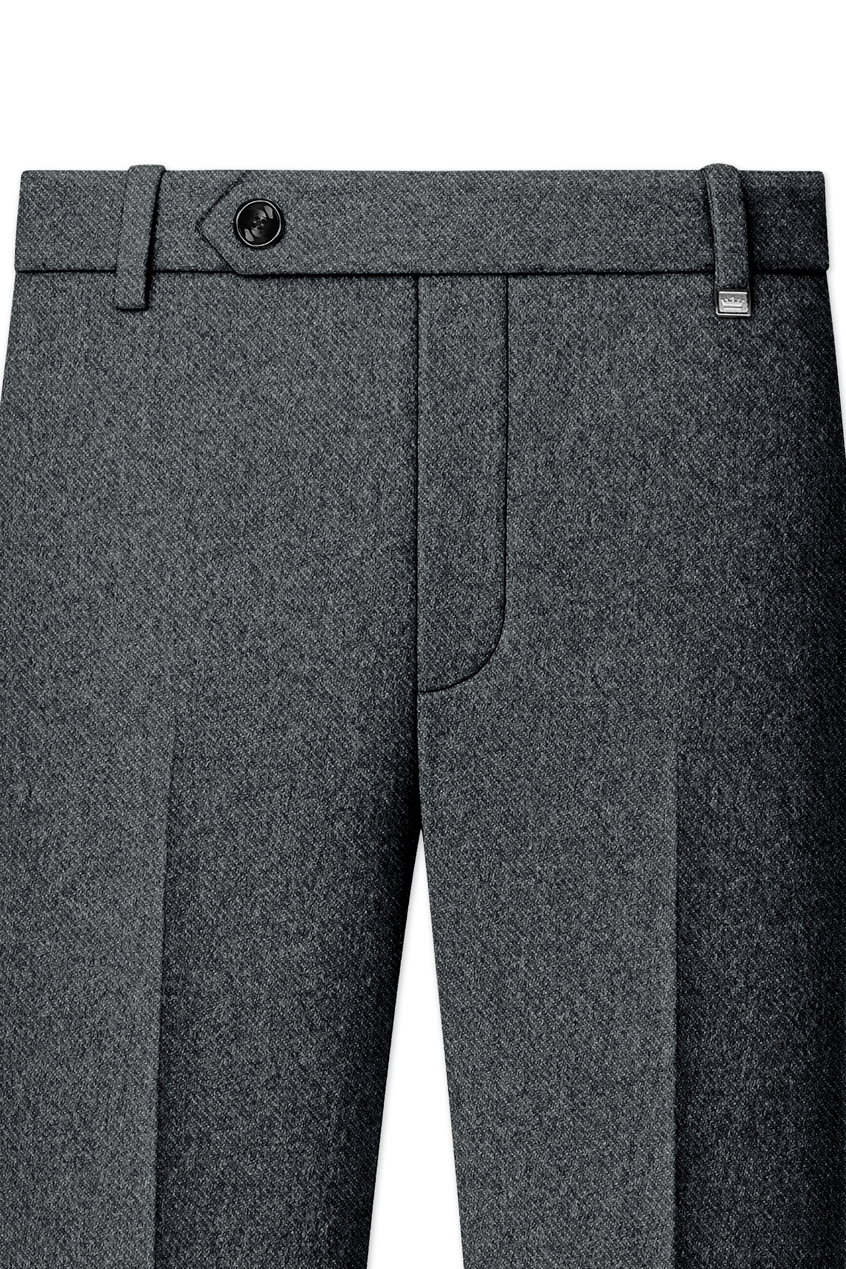 Gravano-Ship Gray Textured Tweed Single Breasted Overcoat With Pant