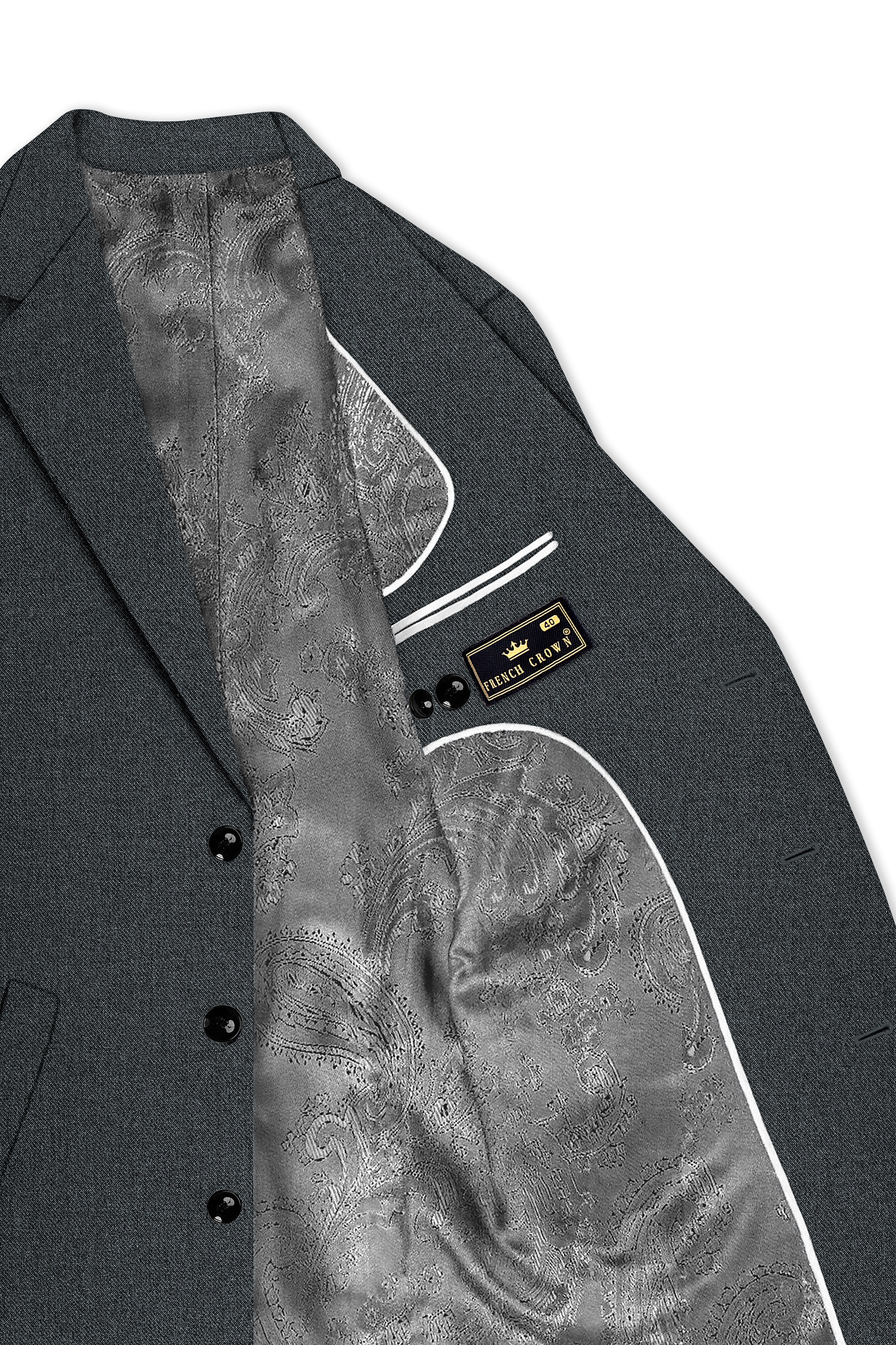 Gravano-Ship Gray Textured Tweed Single Breasted Overcoat With Pant