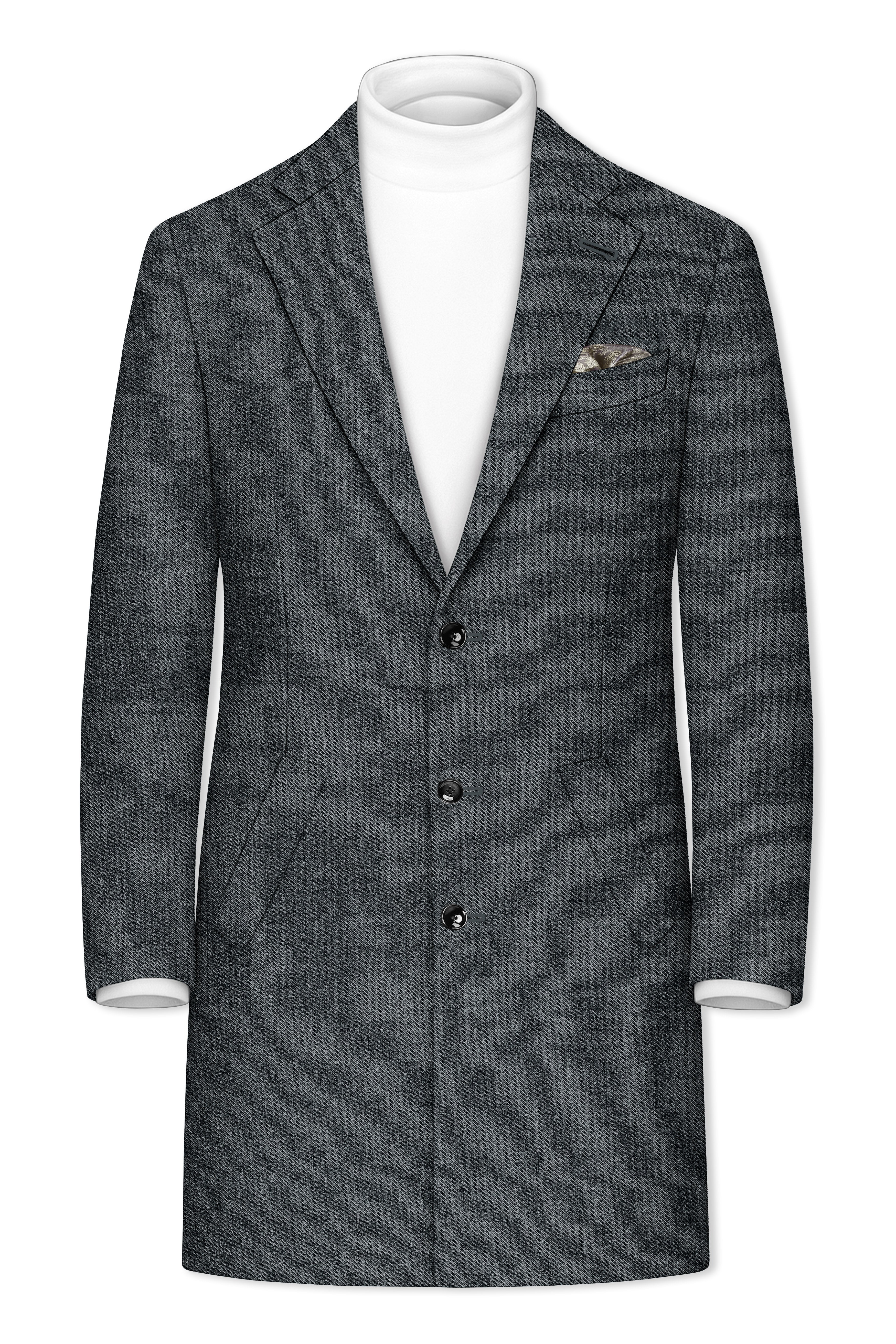 Gravano-Ship Gray Textured Tweed Single Breasted Overcoat With Pant