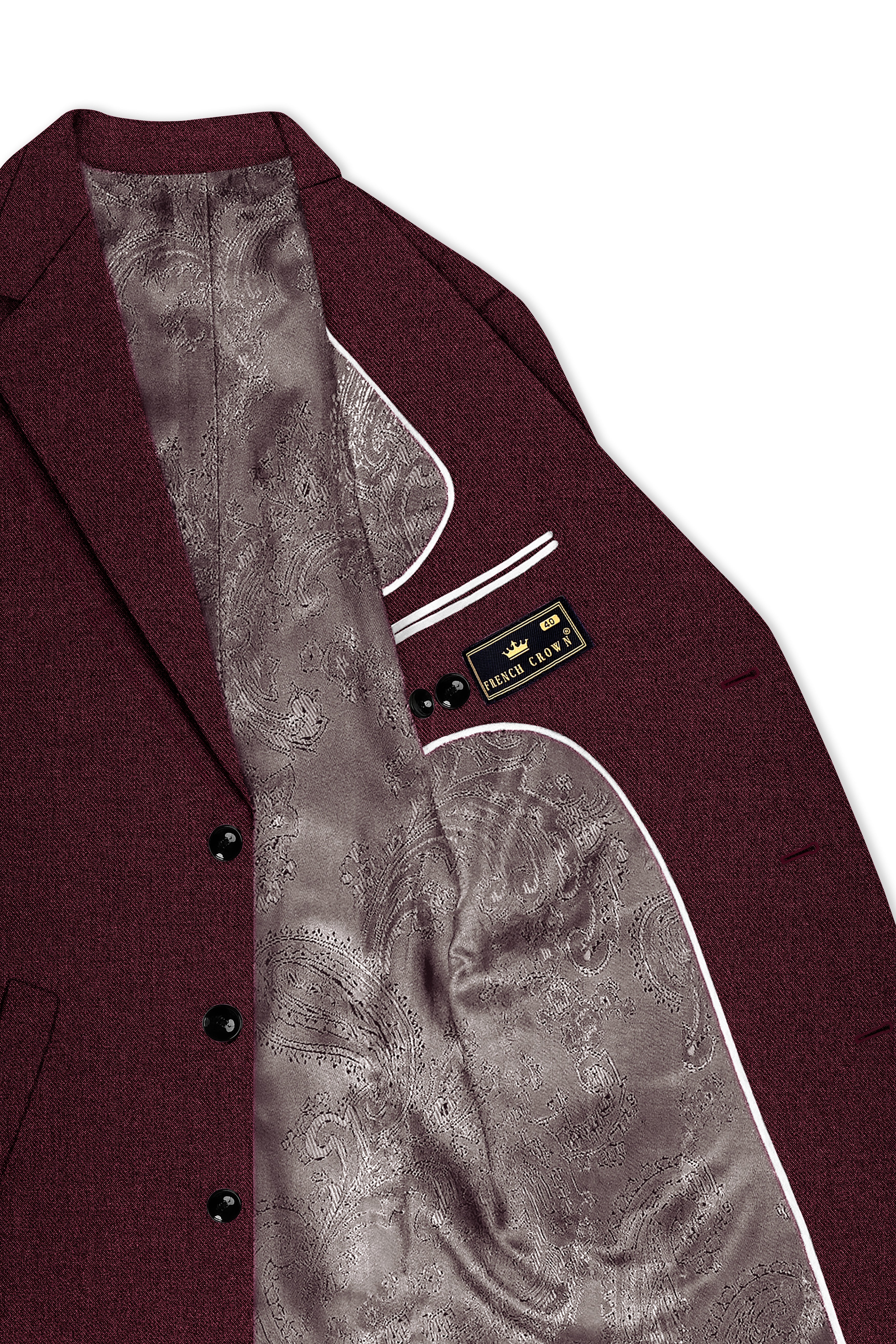 Burgvoro-Crated Maroon Textured Tweed Single Breasted Overcoat With Pant