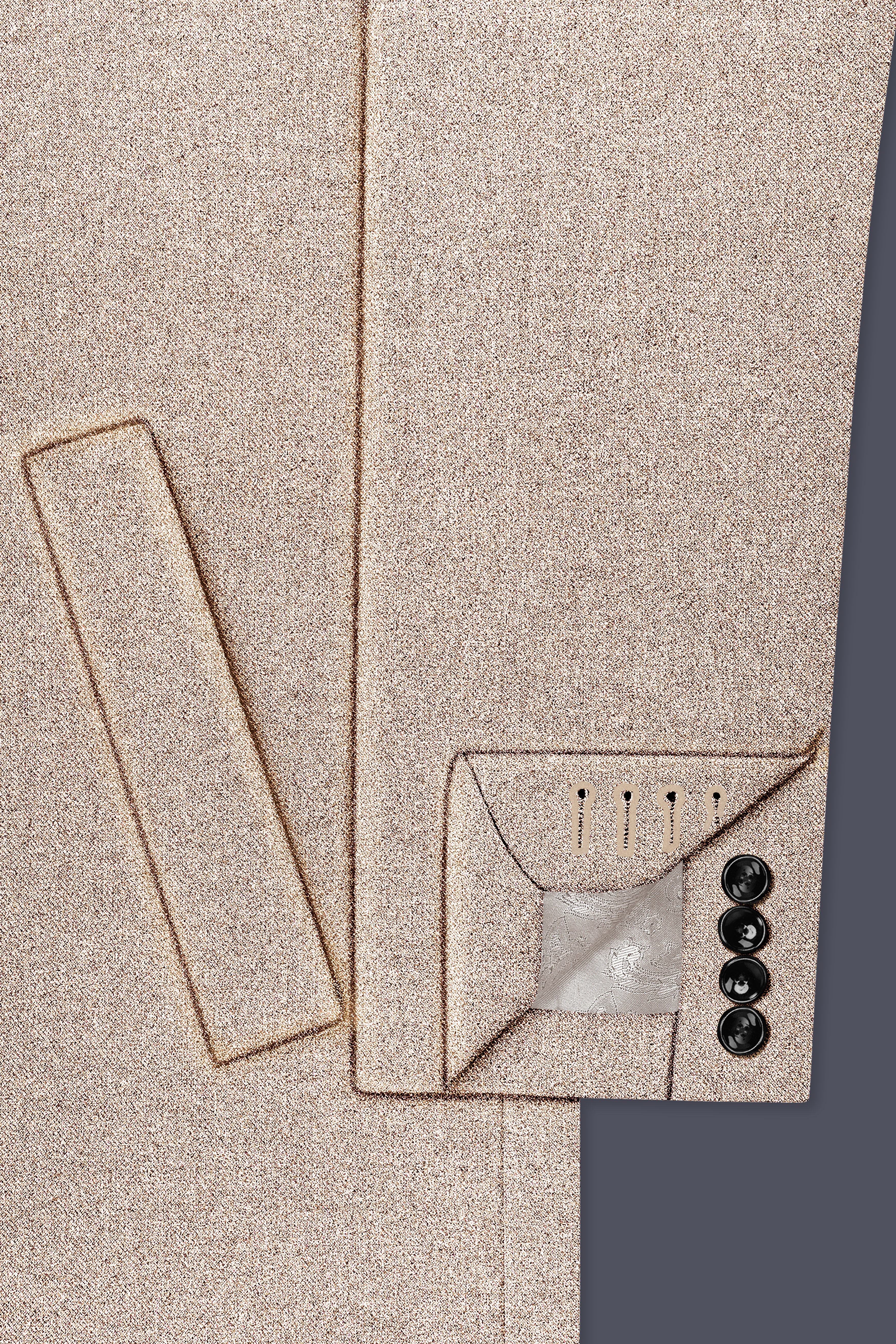 Ivoro-Bizarre Cream Textured Tweed Single Breasted Overcoat