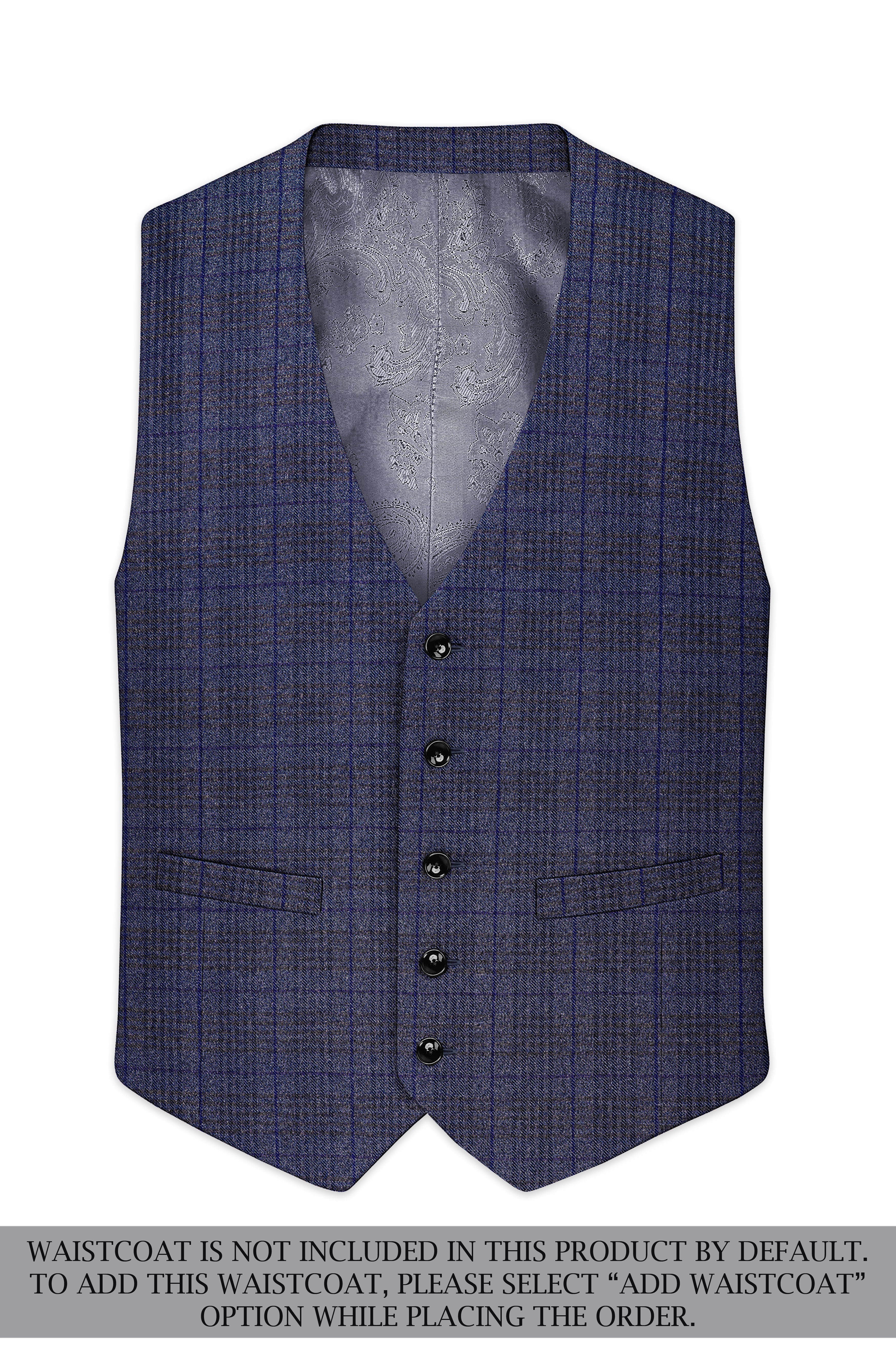 Horizon-Martinique Blue windowpane Tweed Single Breasted Overcoat With Pant