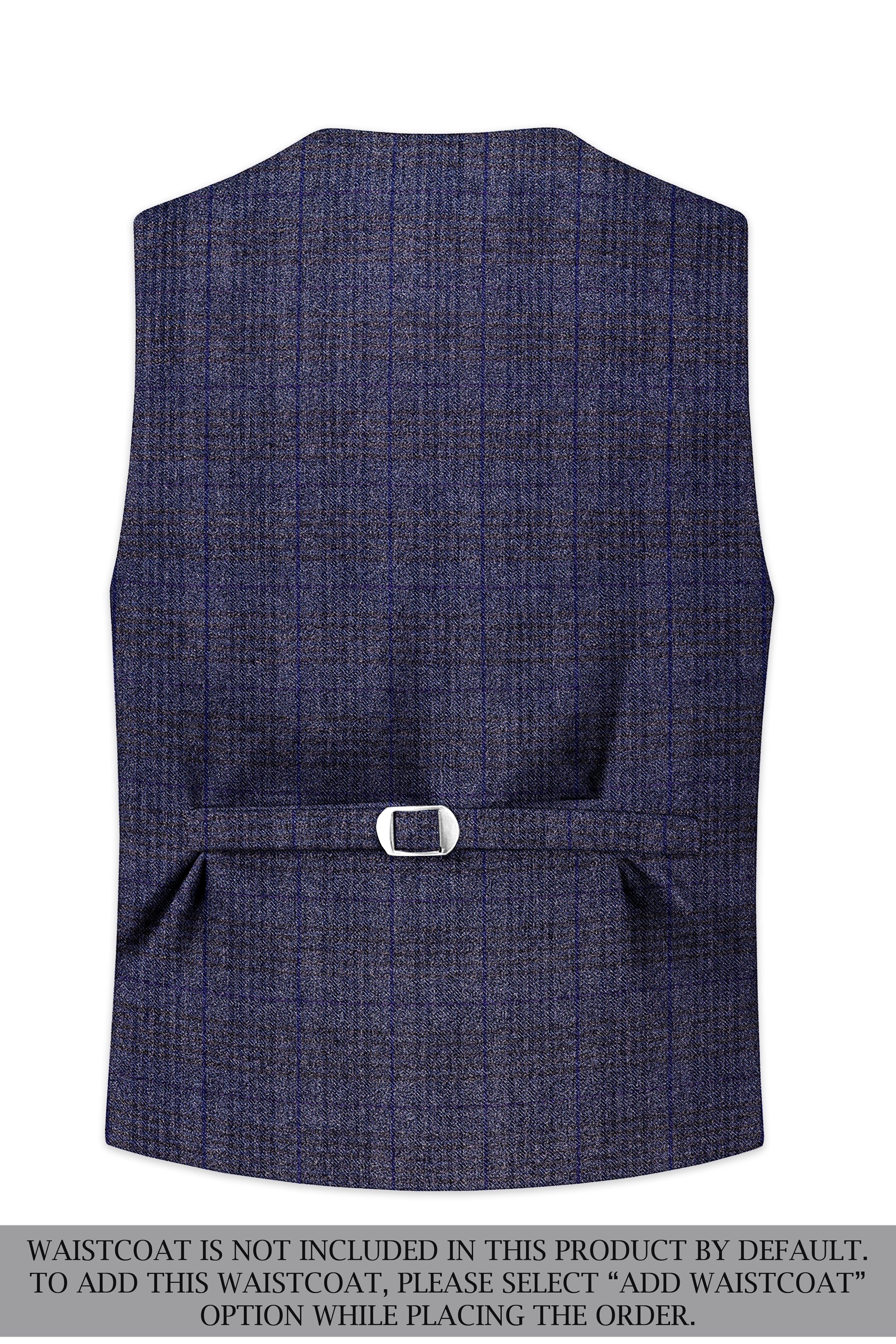 Horizon-Martinique Blue windowpane Tweed Single Breasted Overcoat With Pant