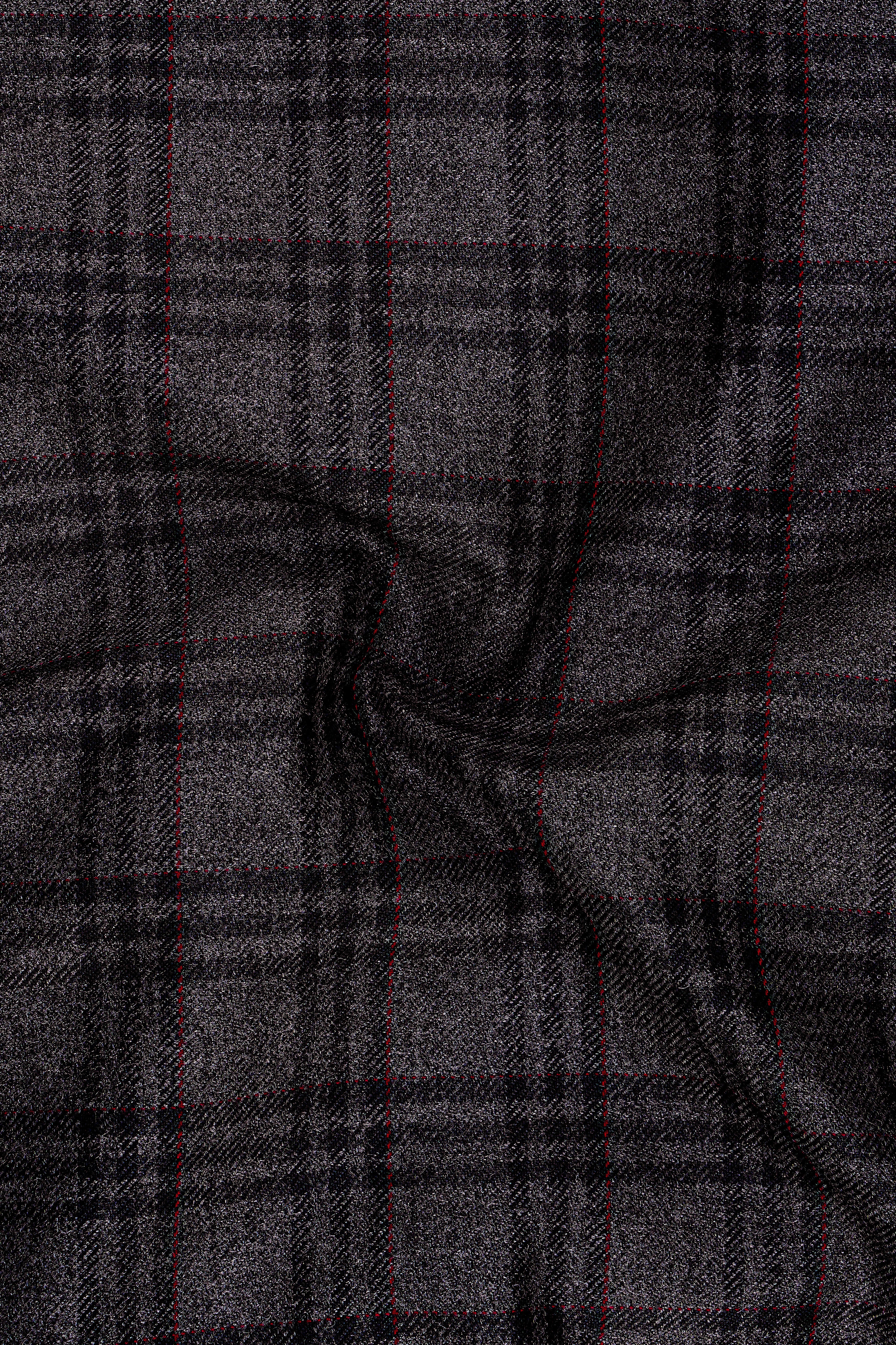 Velours-Ship Gray Plaid Tweed Single Breasted Overcoat With Pant