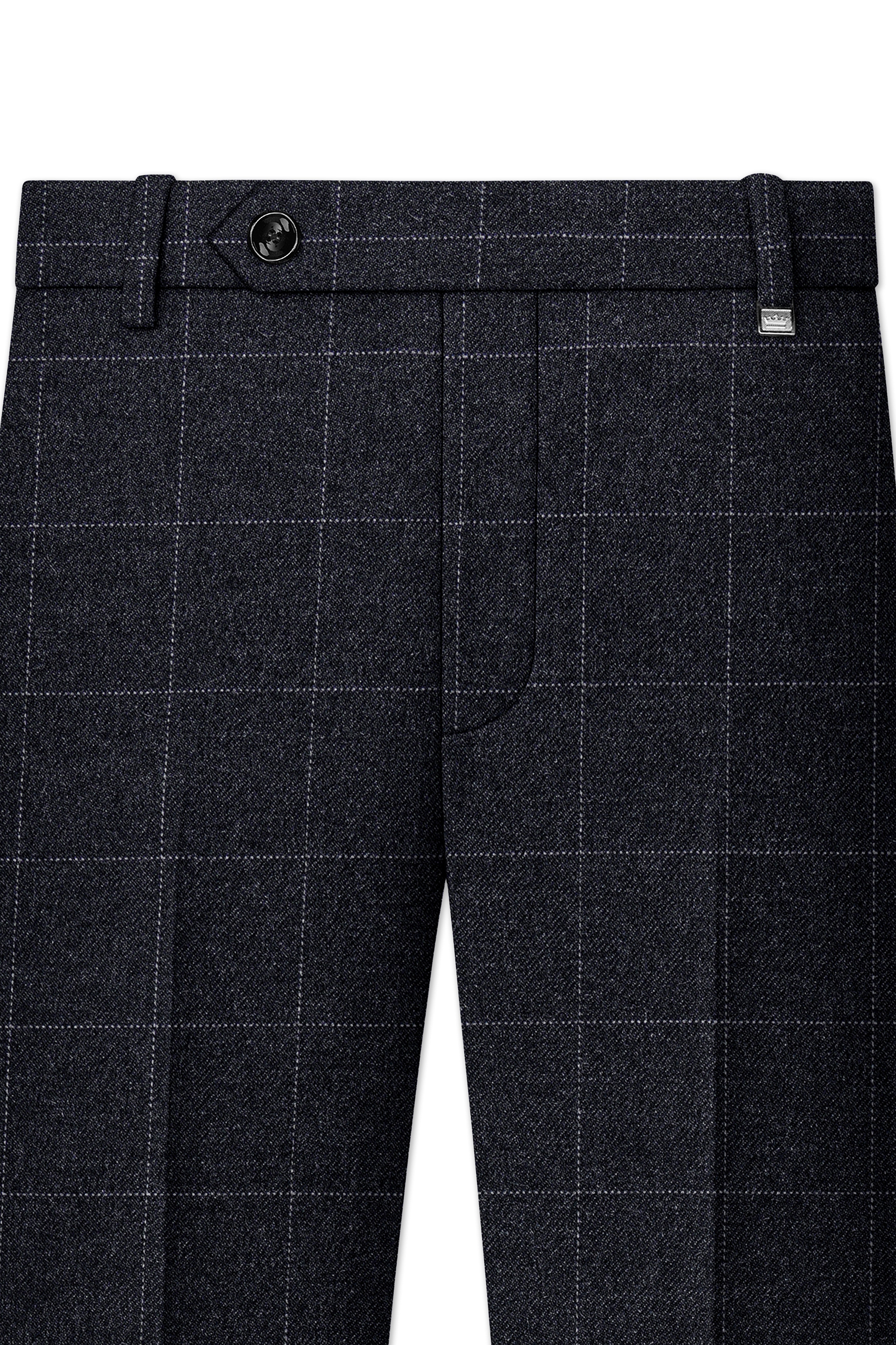 Fenrir-Shark Gray windowpane Tweed Single Breasted Overcoat With Pant
