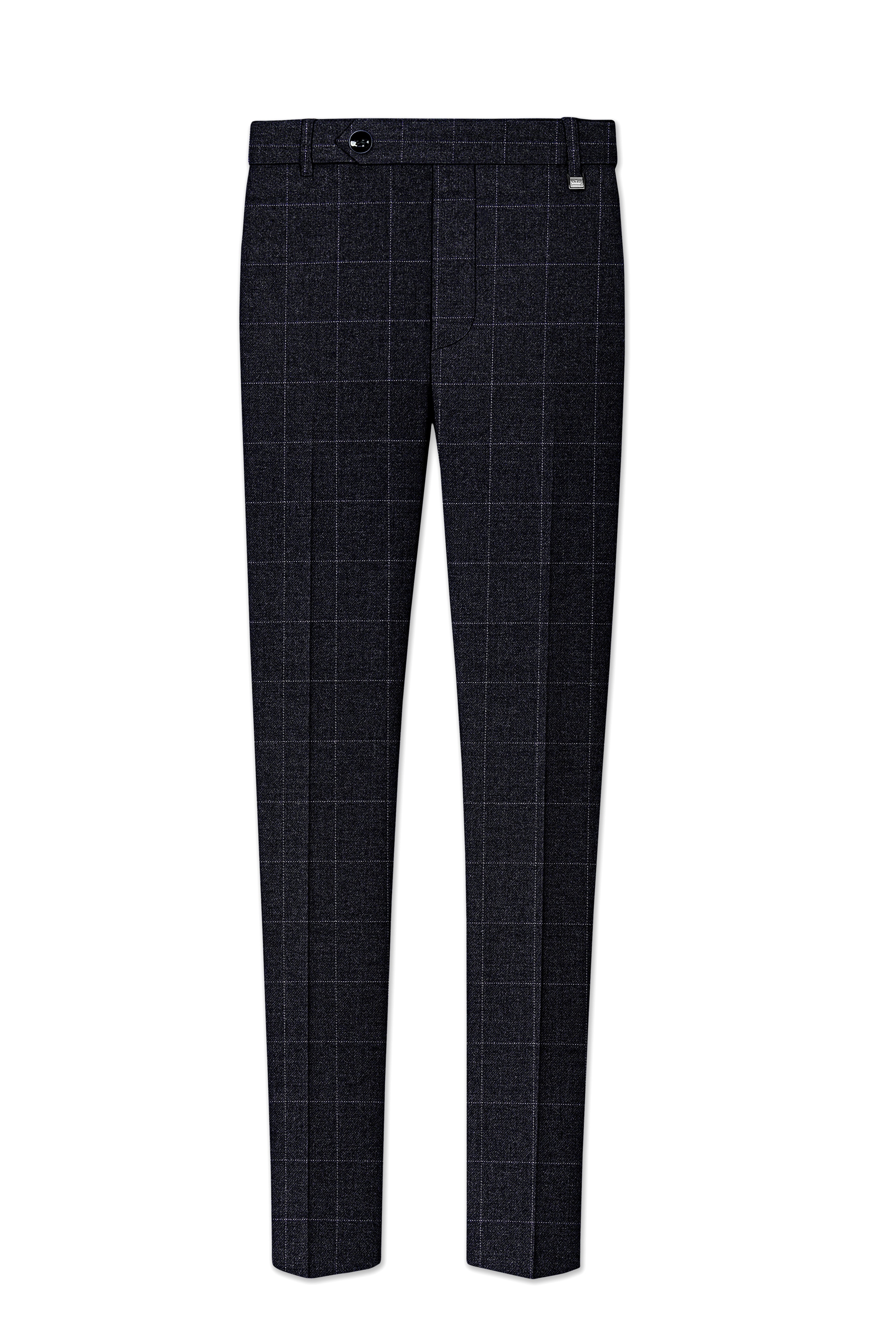 Fenrir-Shark Gray windowpane Tweed Single Breasted Overcoat With Pant