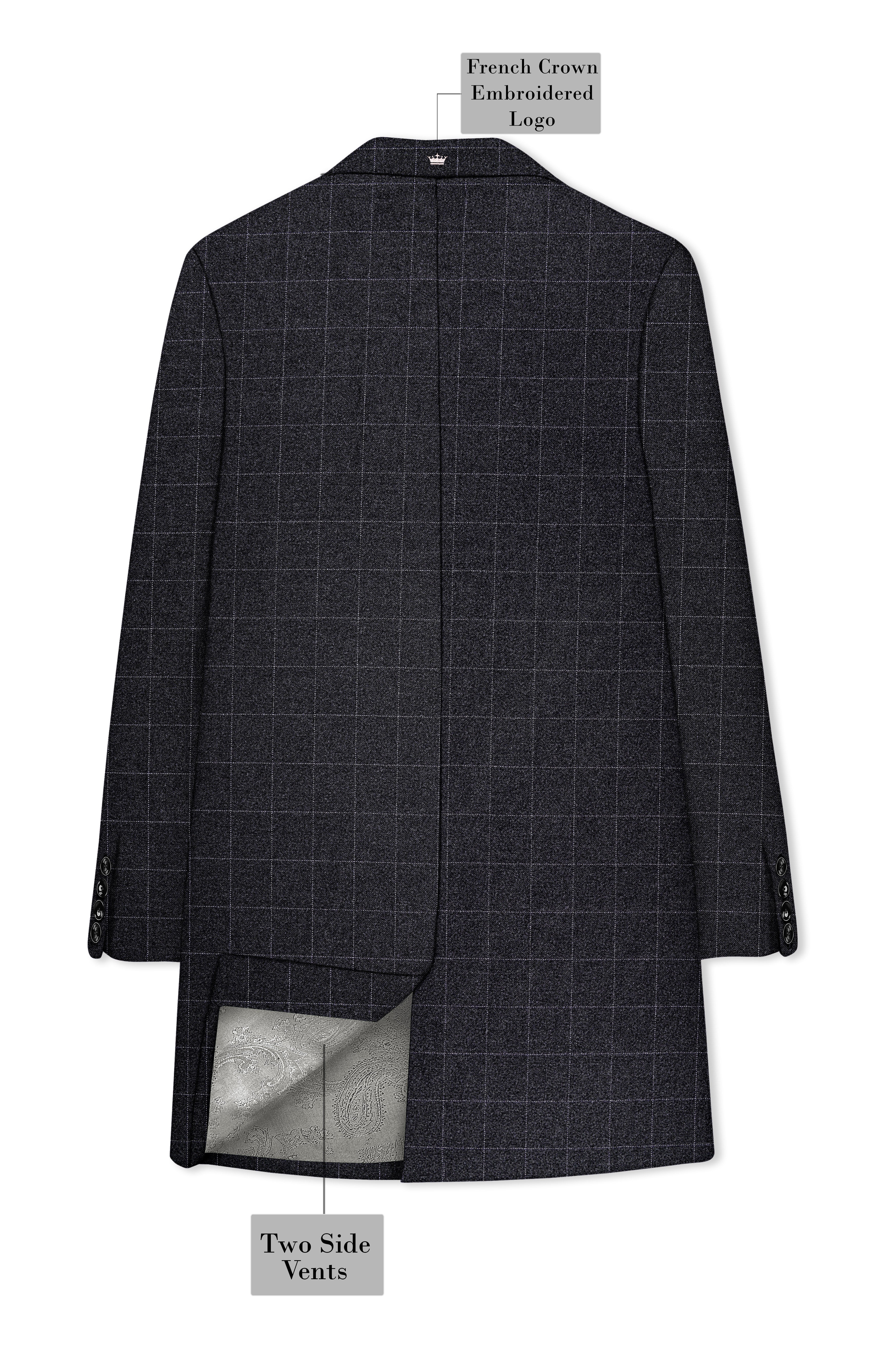 Fenrir-Shark Gray windowpane Tweed Single Breasted Overcoat With Pant