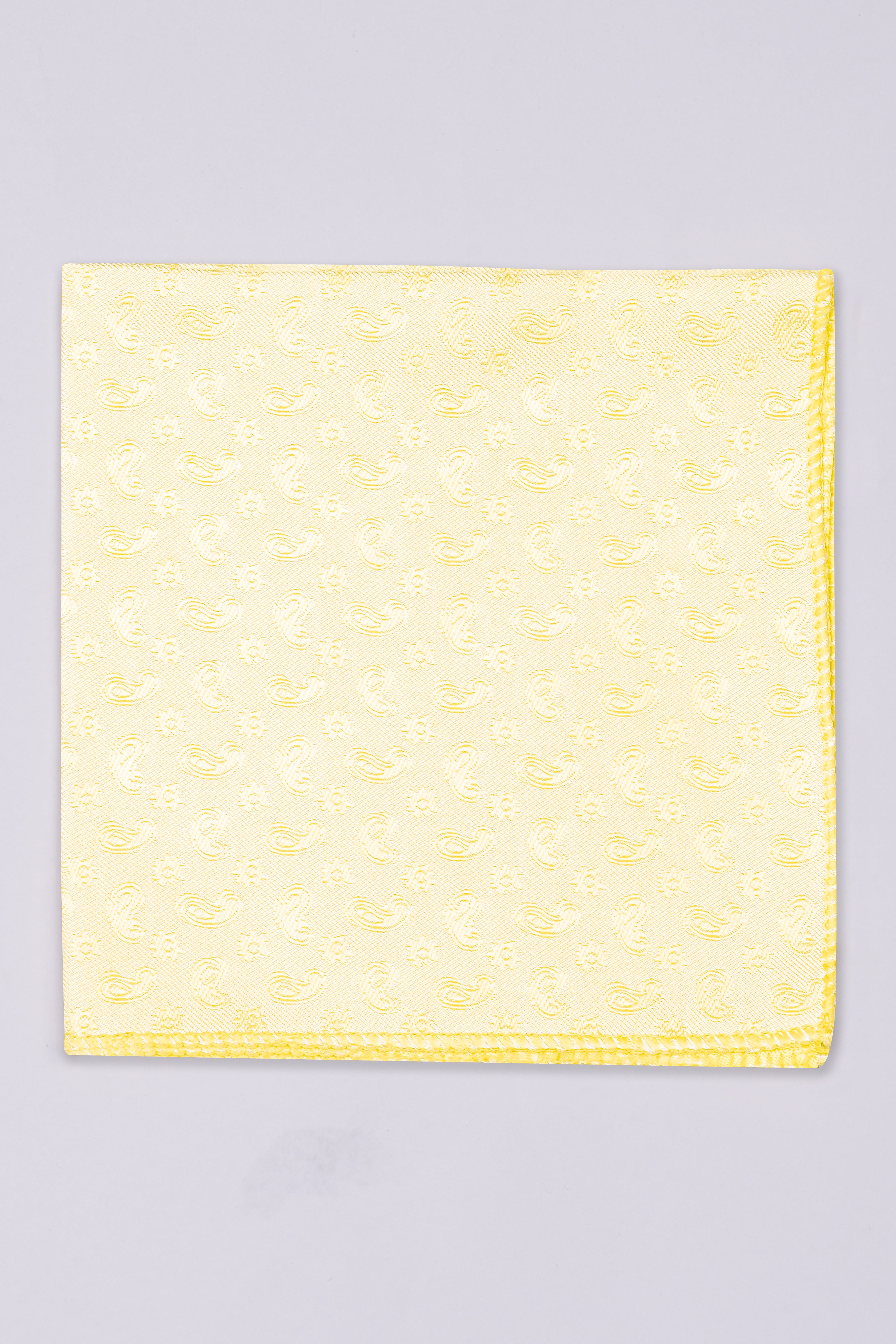 Kournikova Yellow with Pearl Lusta Beige Paisley Jacquard Tie with Pocket Square TP043