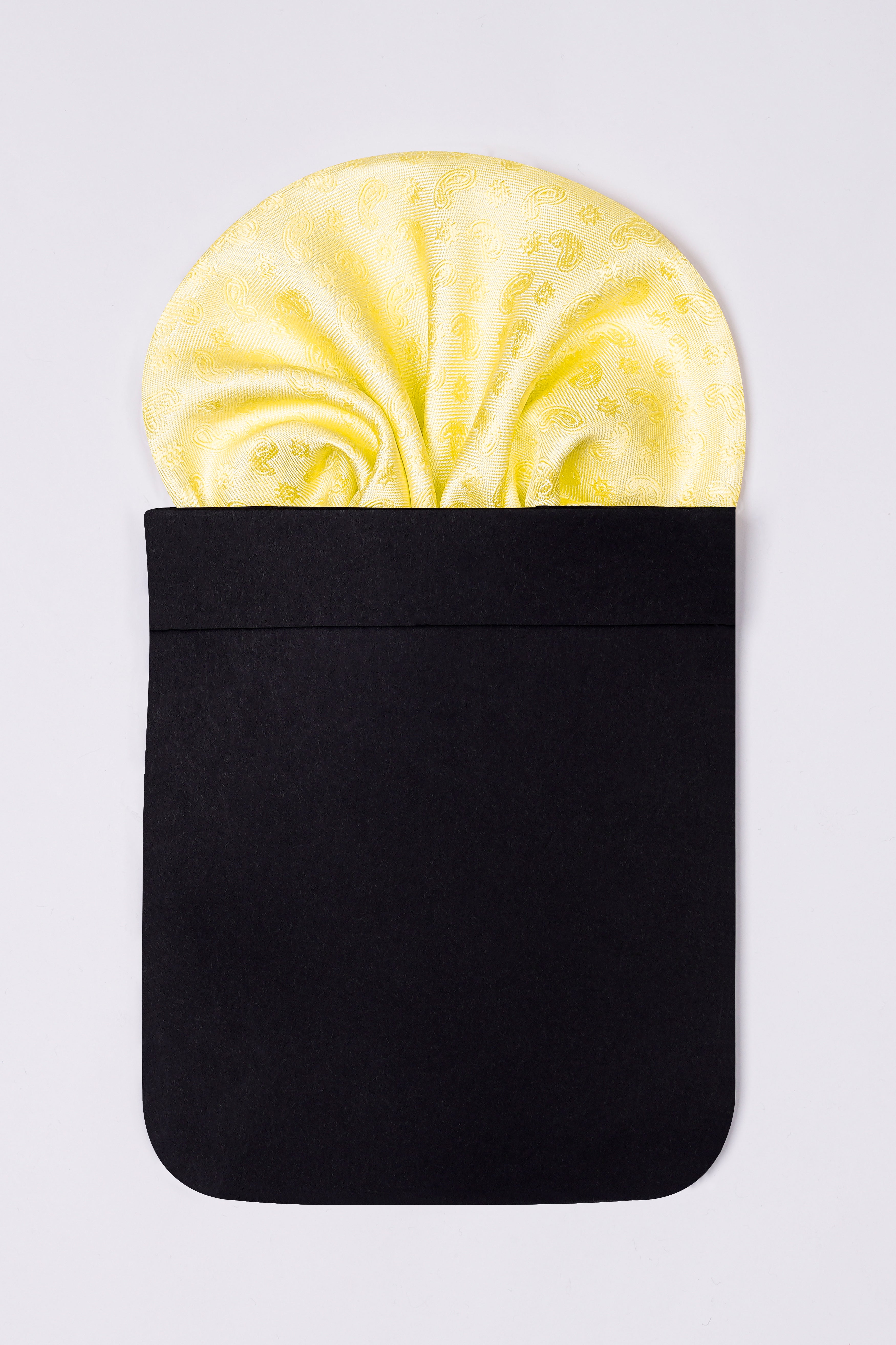 Kournikova Yellow with Pearl Lusta Beige Paisley Jacquard Tie with Pocket Square TP043