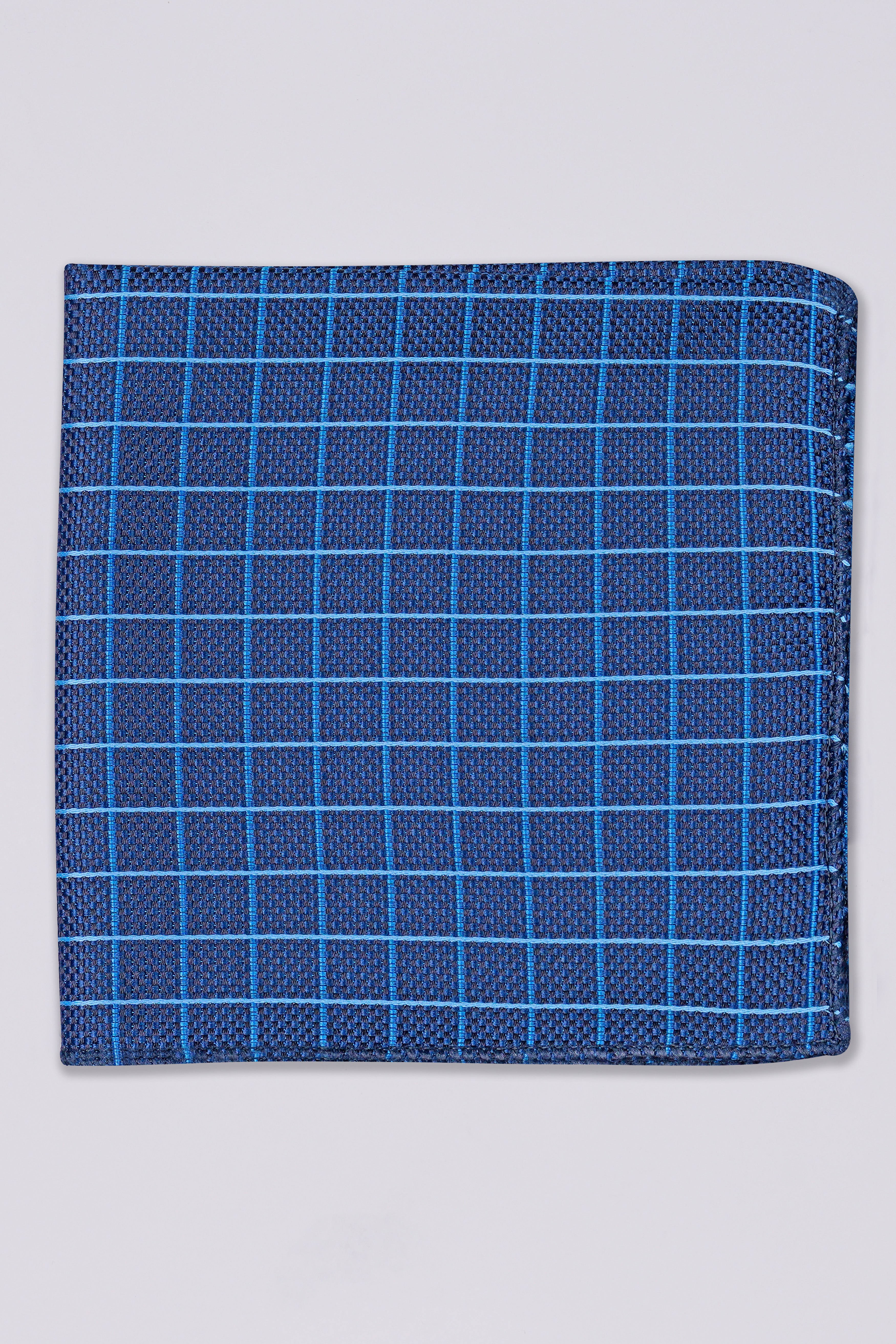 Lapis Blue Checkered Jacquard Tie with Pocket Square TP047