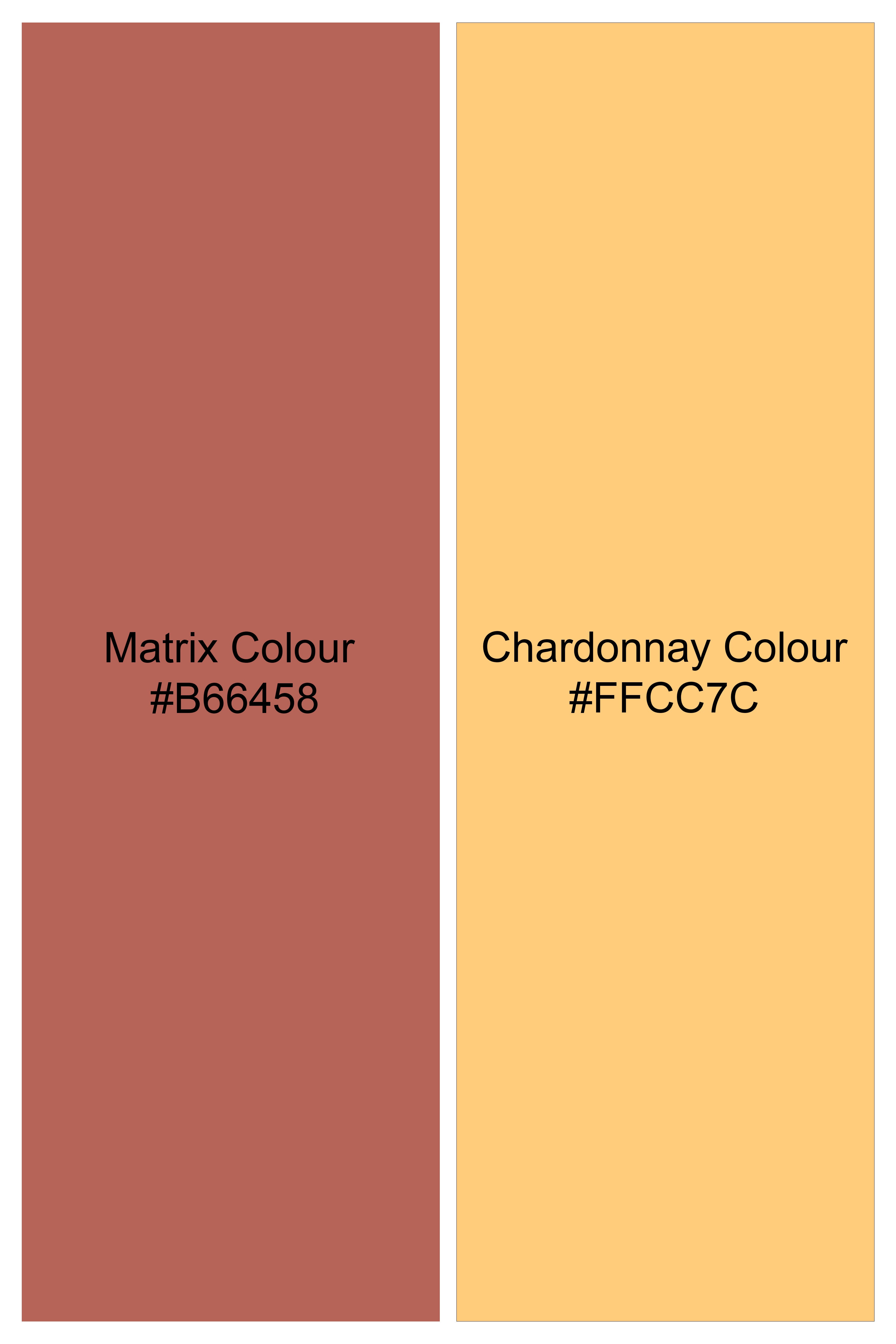 Matrix Brown with Chardonnay Yellow Leaves Textured Jacquard Tie with Pocket Square TP055