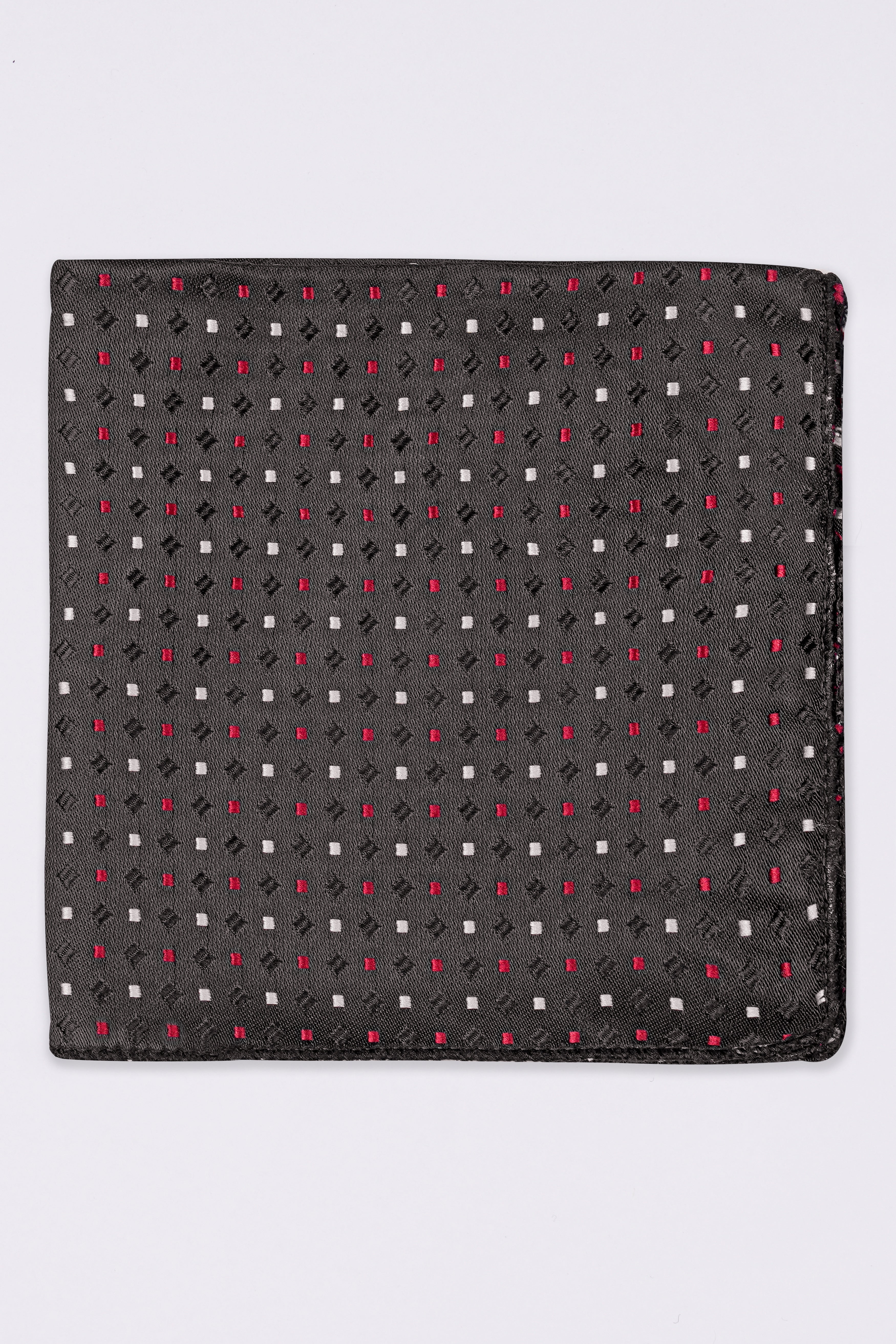 Emperor Dark Gray Multicolour Geometric Textured Jacquard Tie with Pocket Square TP056