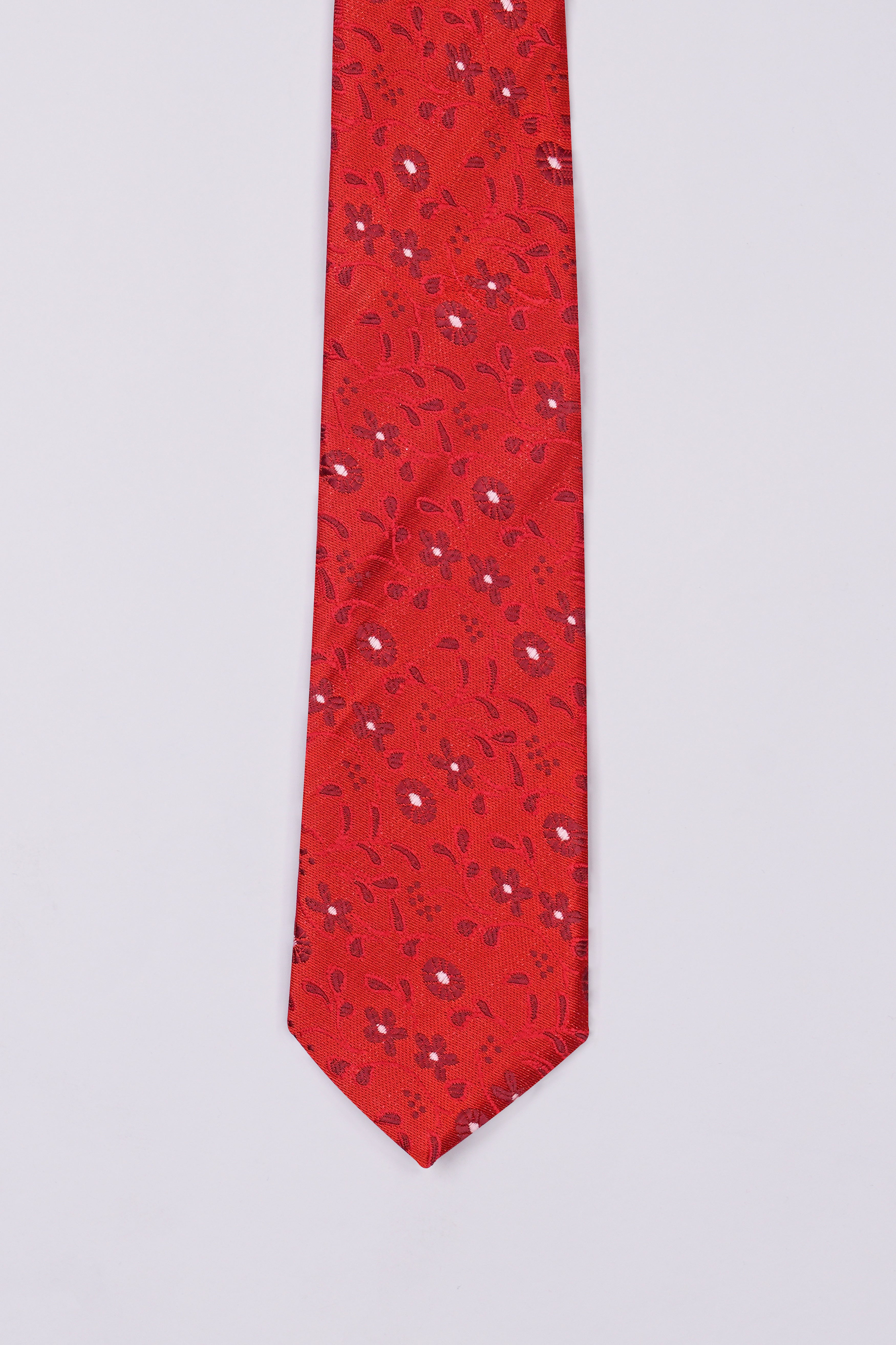 Mahogany Red Jacquard Textured Tie with Pocket Square TP061
