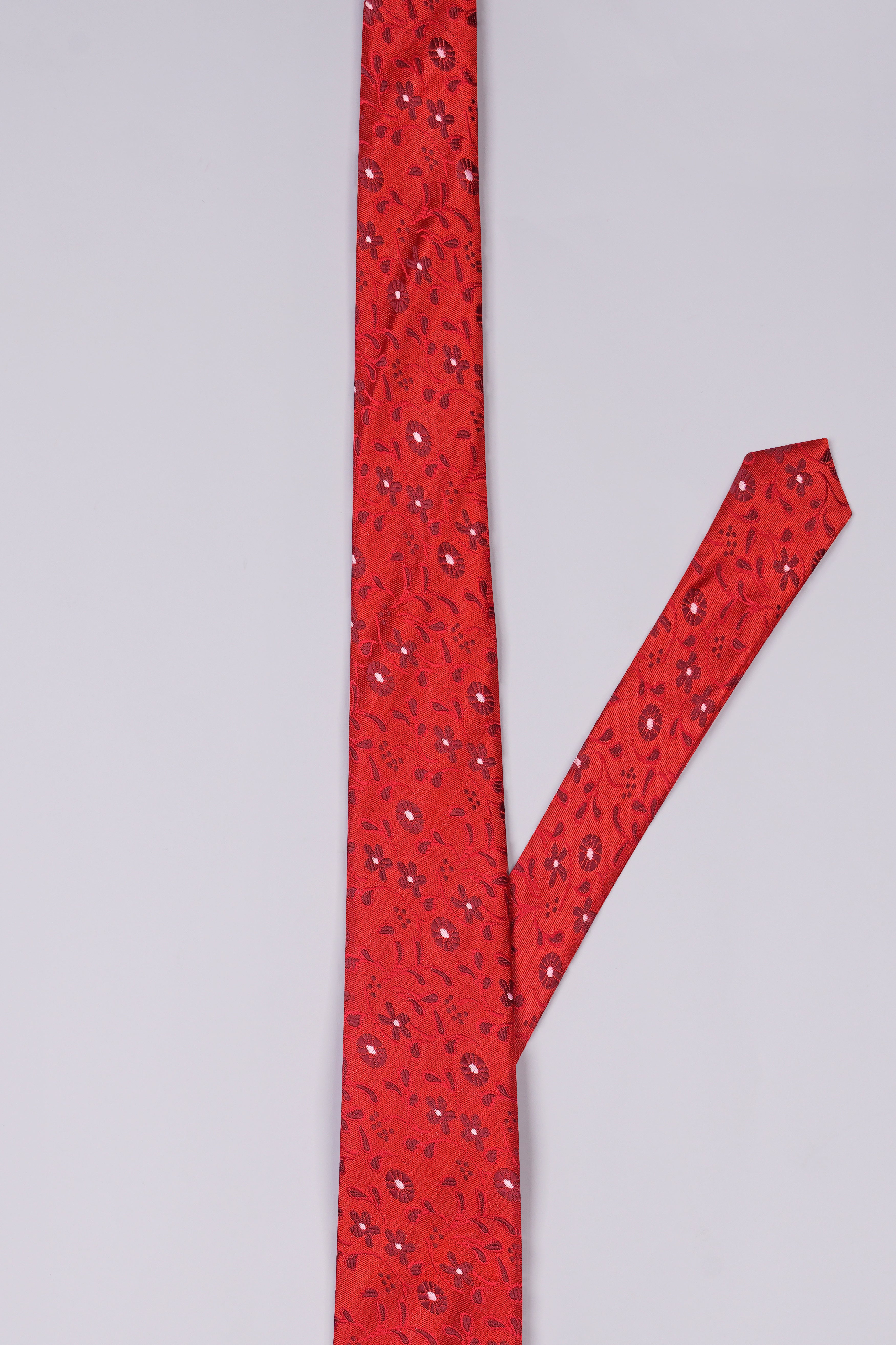 Mahogany Red Jacquard Textured Tie with Pocket Square TP061