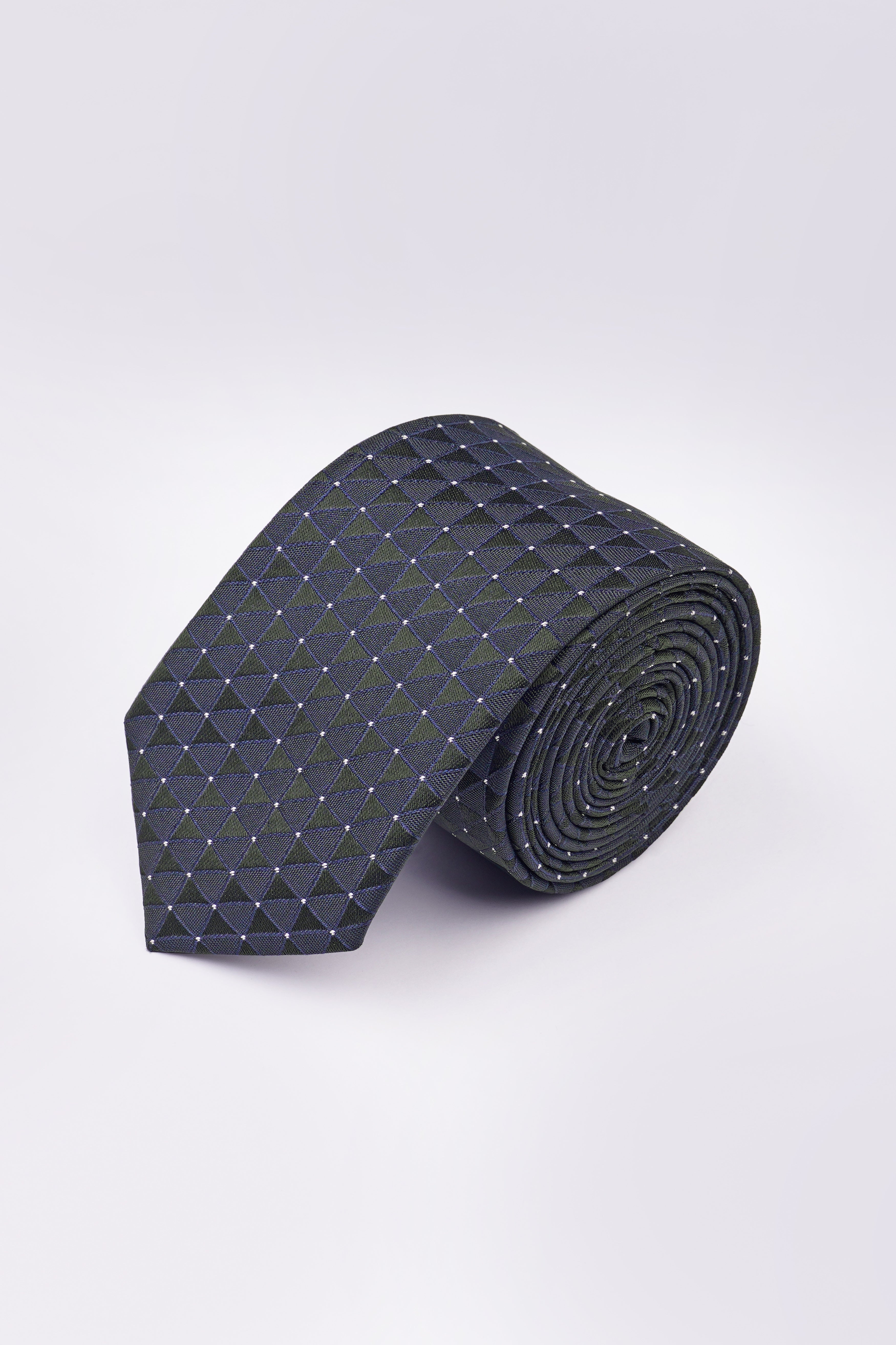 Mulled Wine Blue Checkered Jacquard Tie with Pocket Square TP070