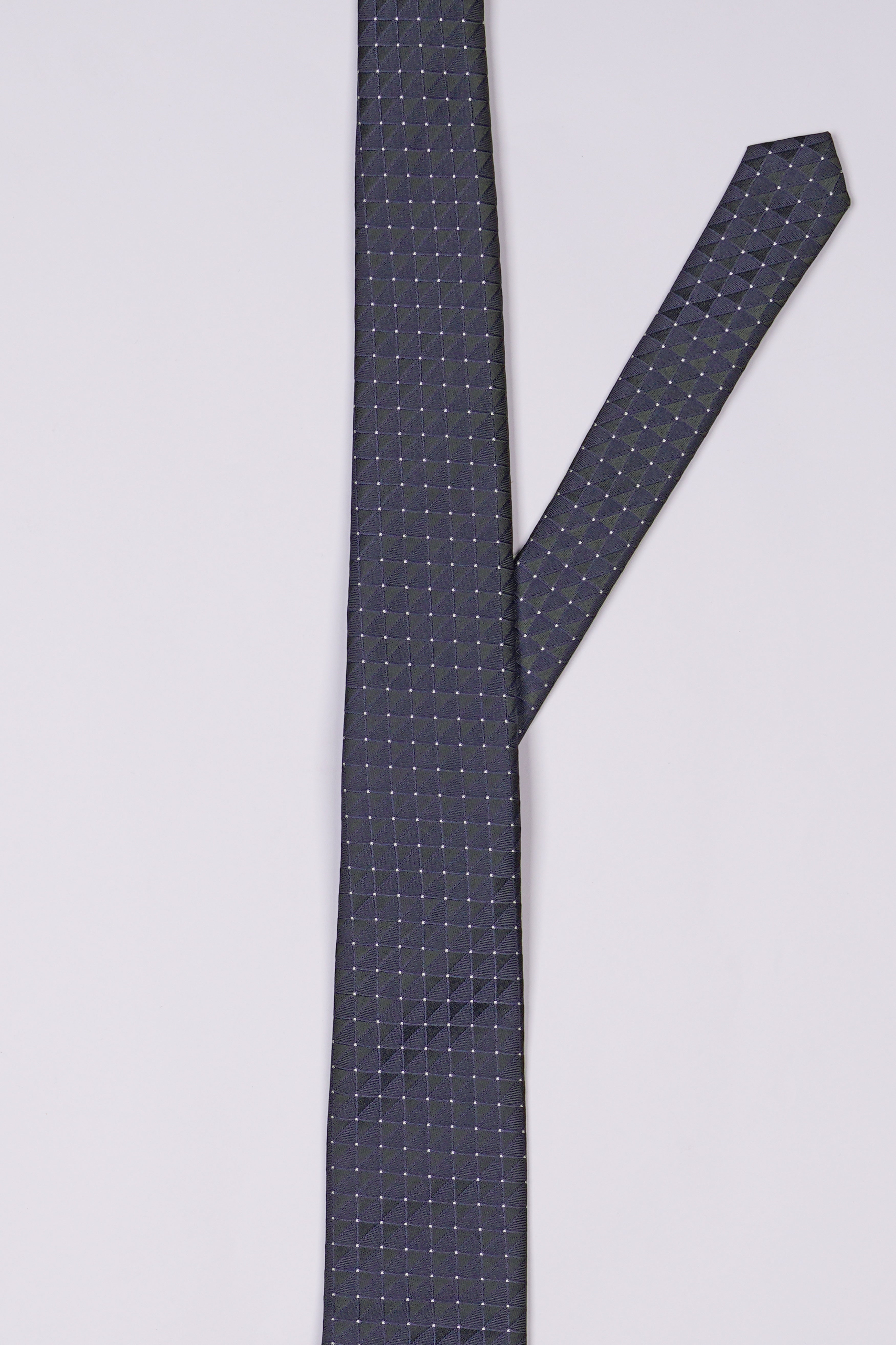 Mulled Wine Blue Checkered Jacquard Tie with Pocket Square TP070