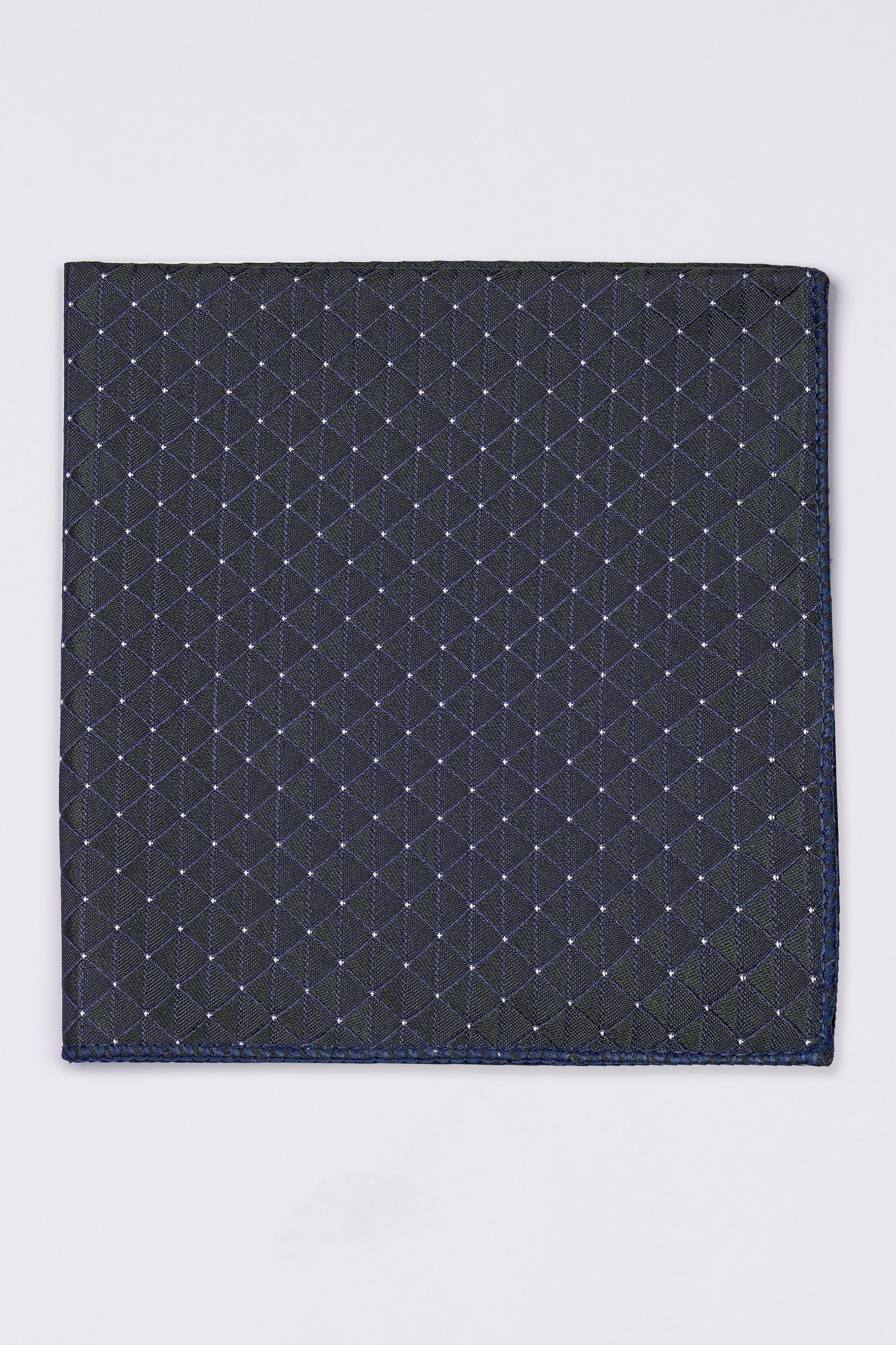 Mulled Wine Blue Checkered Jacquard Tie with Pocket Square TP070