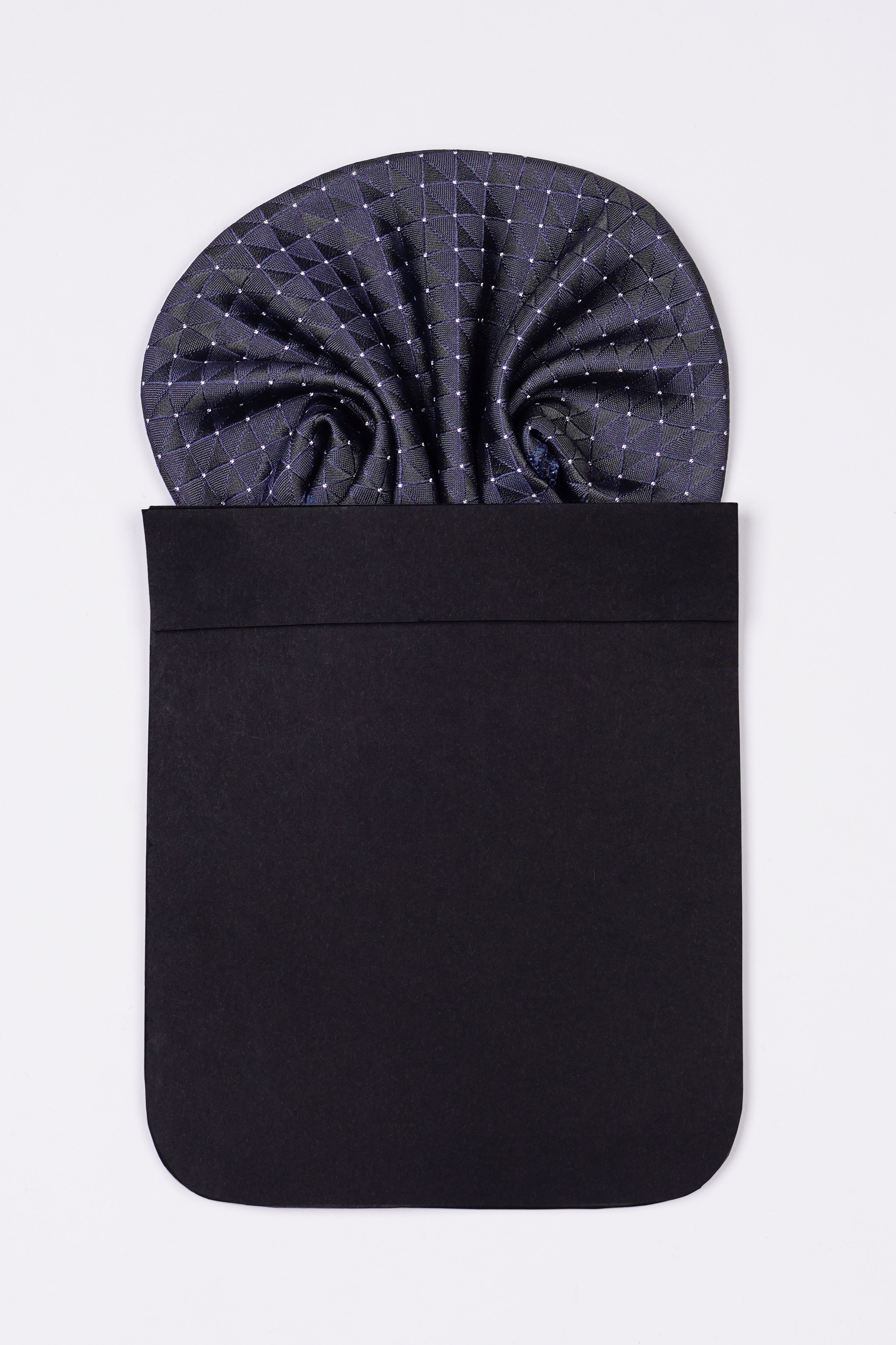 Mulled Wine Blue Checkered Jacquard Tie with Pocket Square TP070