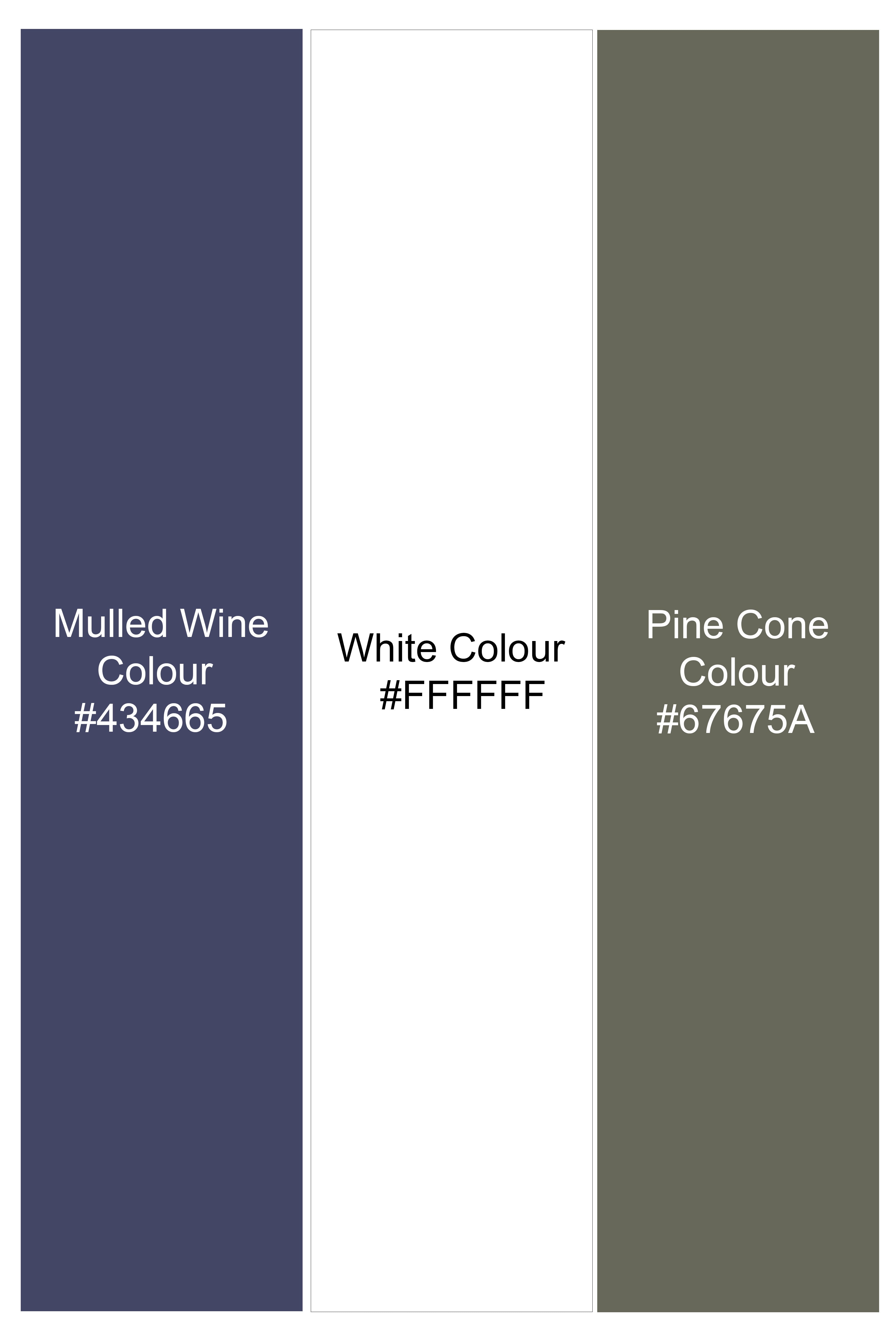 Mulled Wine Blue Checkered Jacquard Tie with Pocket Square TP070