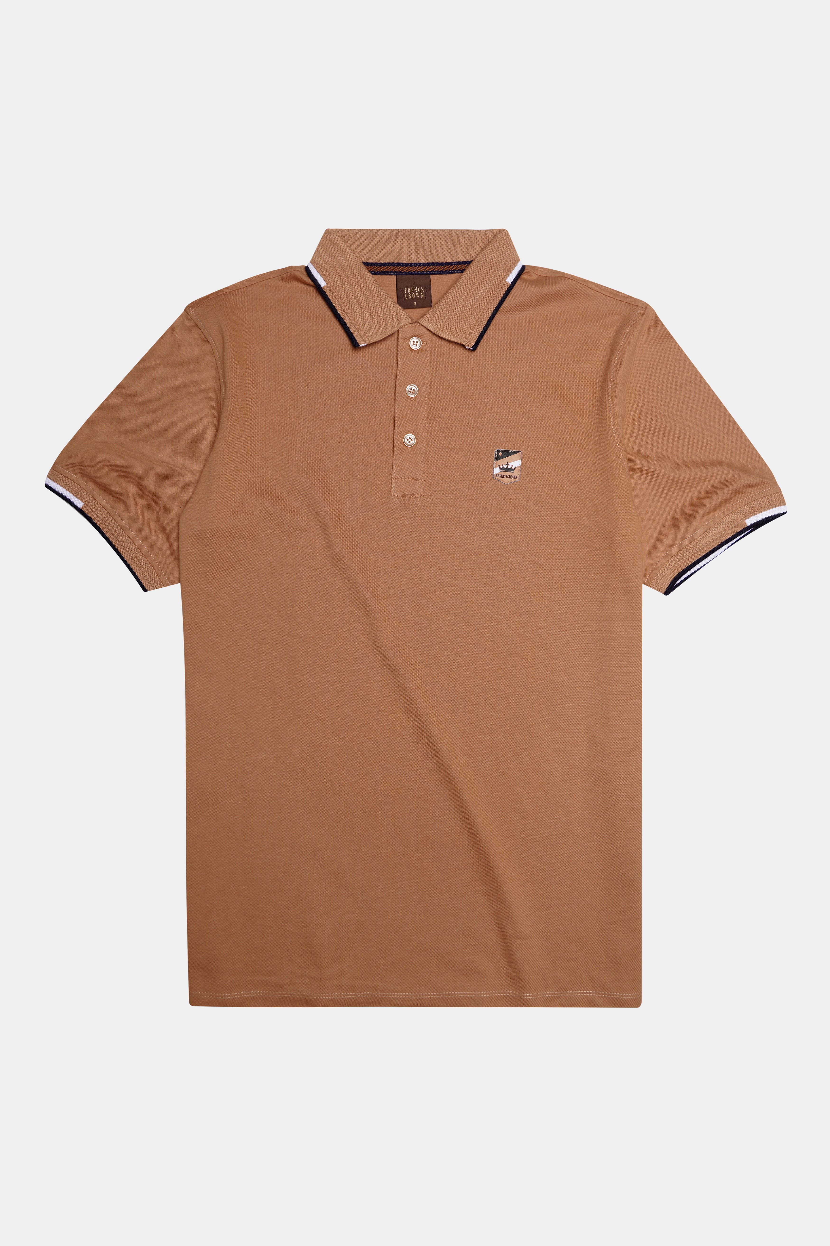 Spicy Mix Brown Solid Premium Cotton Pique Polo