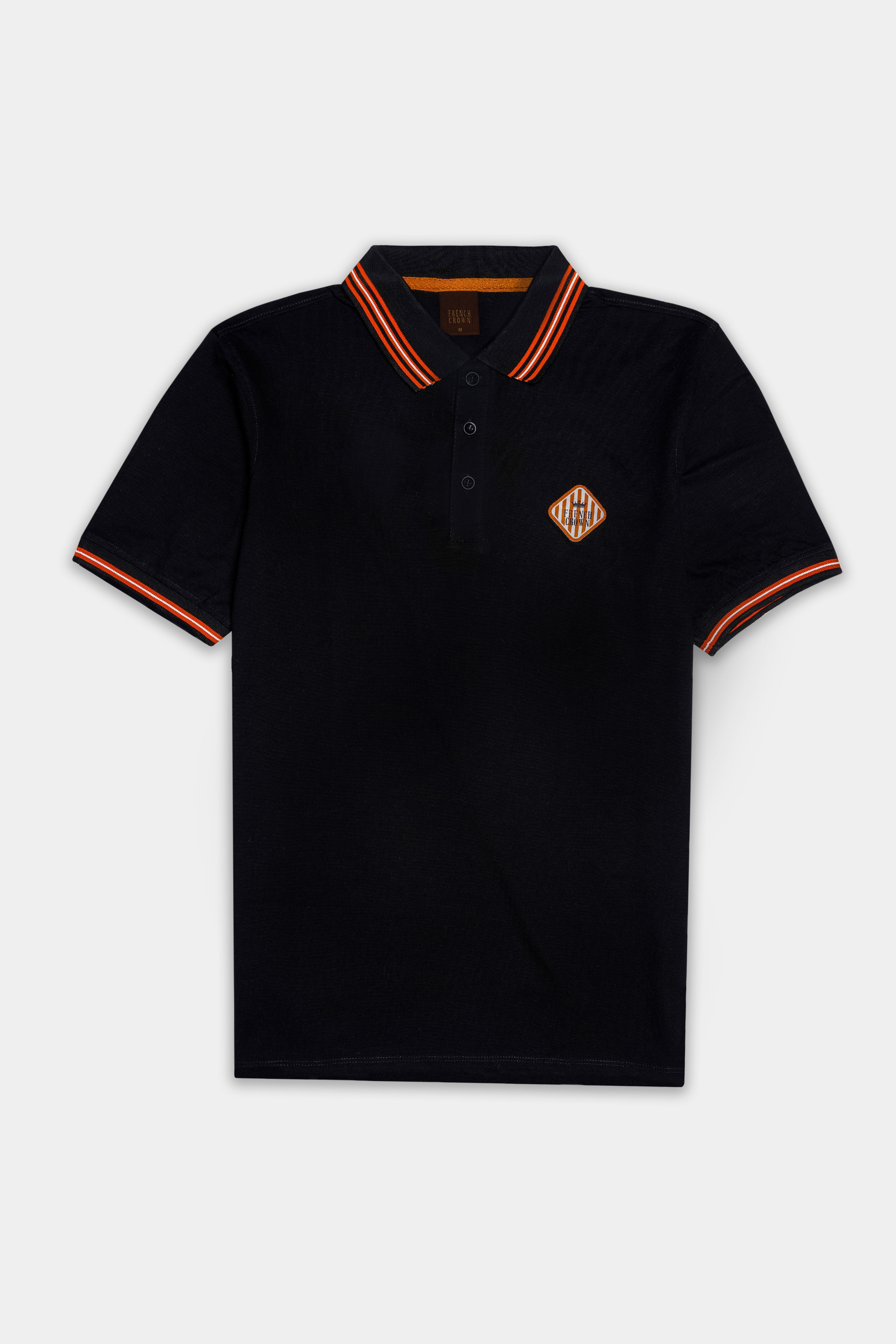 Jade Black Solid Premium Cotton Pique Polo