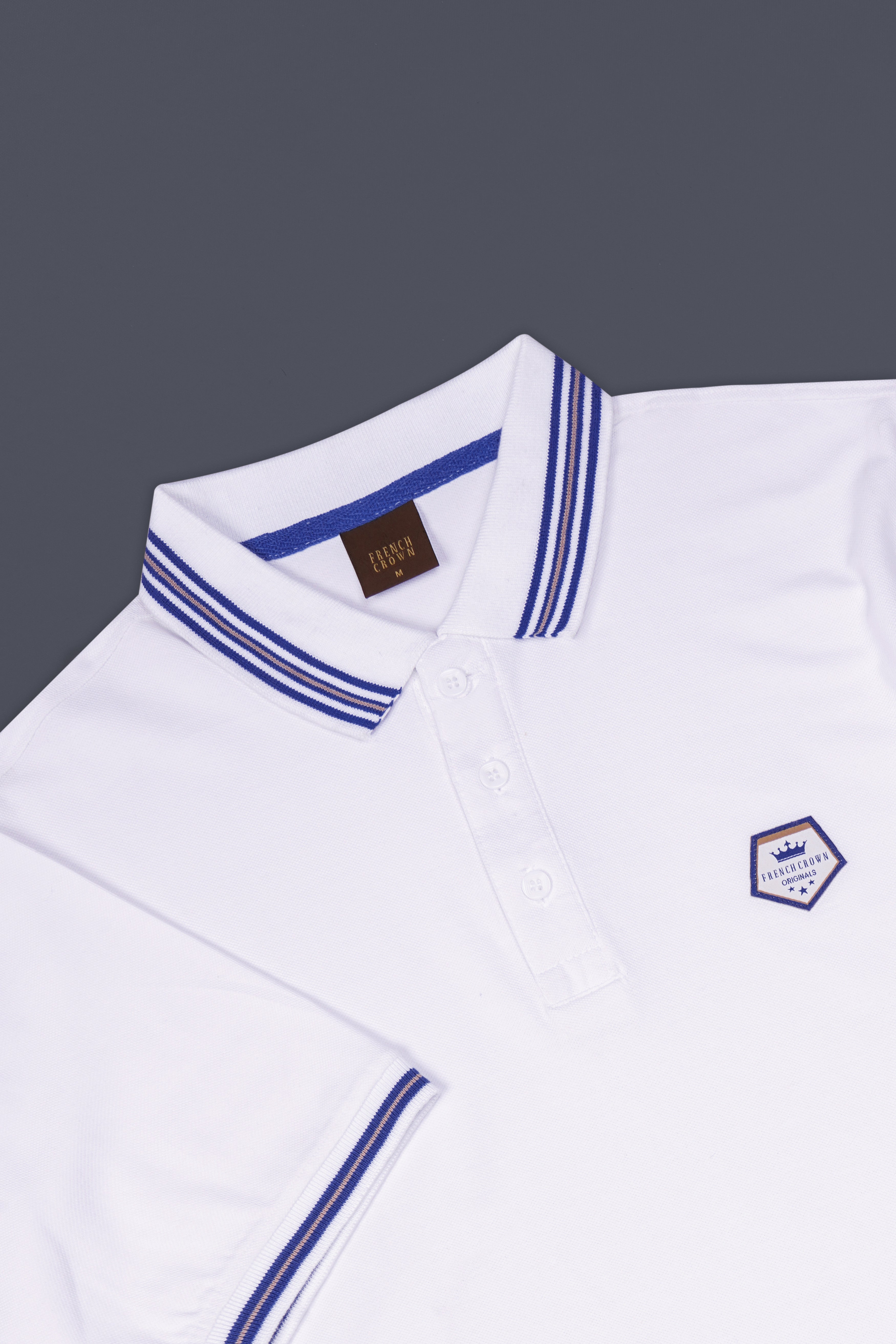 Velairn-Bright White Premium Cotton Pique Polo