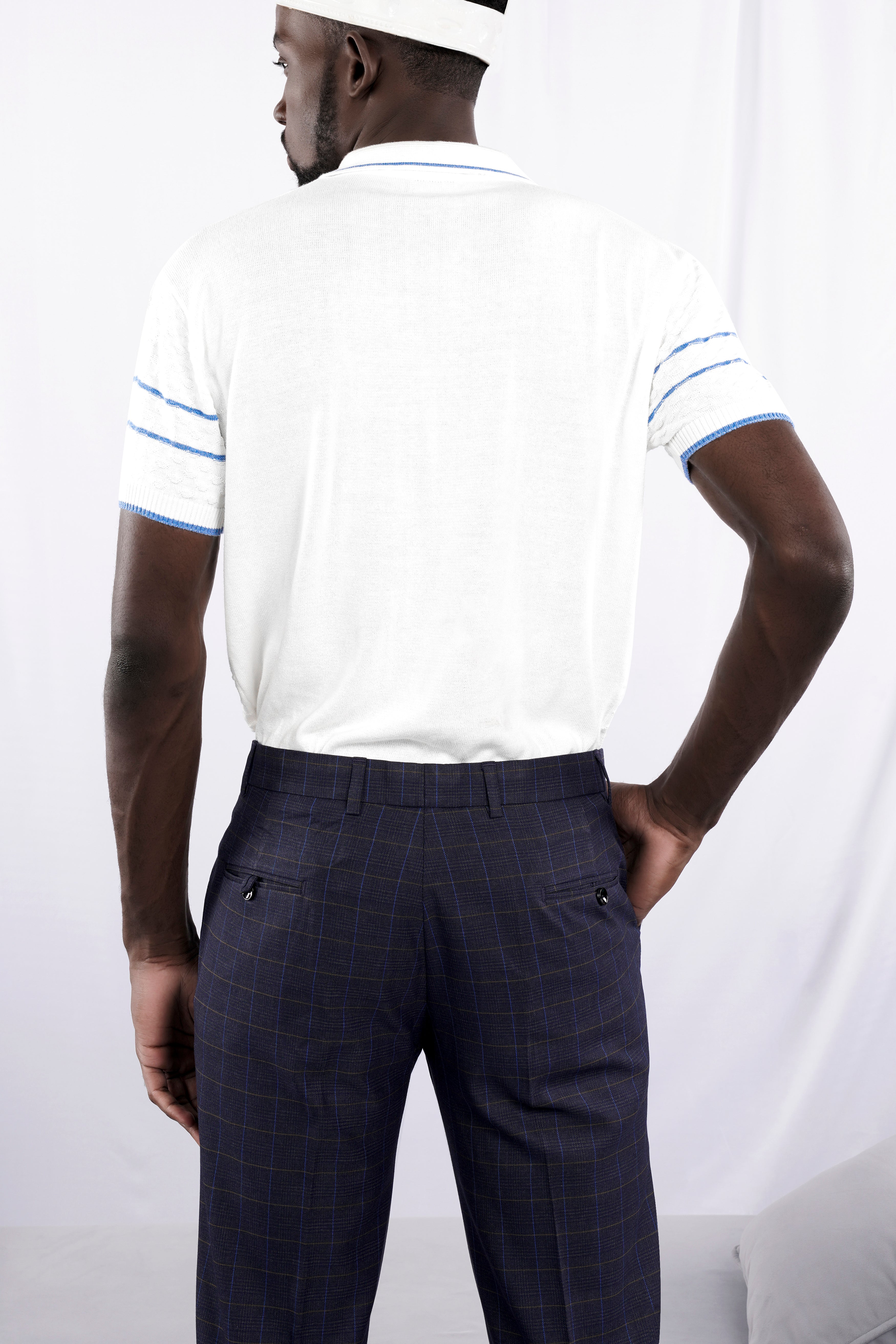 Bright White Jacquard Textured Flat-Knit Premium Cotton Polo TS873-S, TS873-M, TS873-L, TS873-XL, TS873-XXL