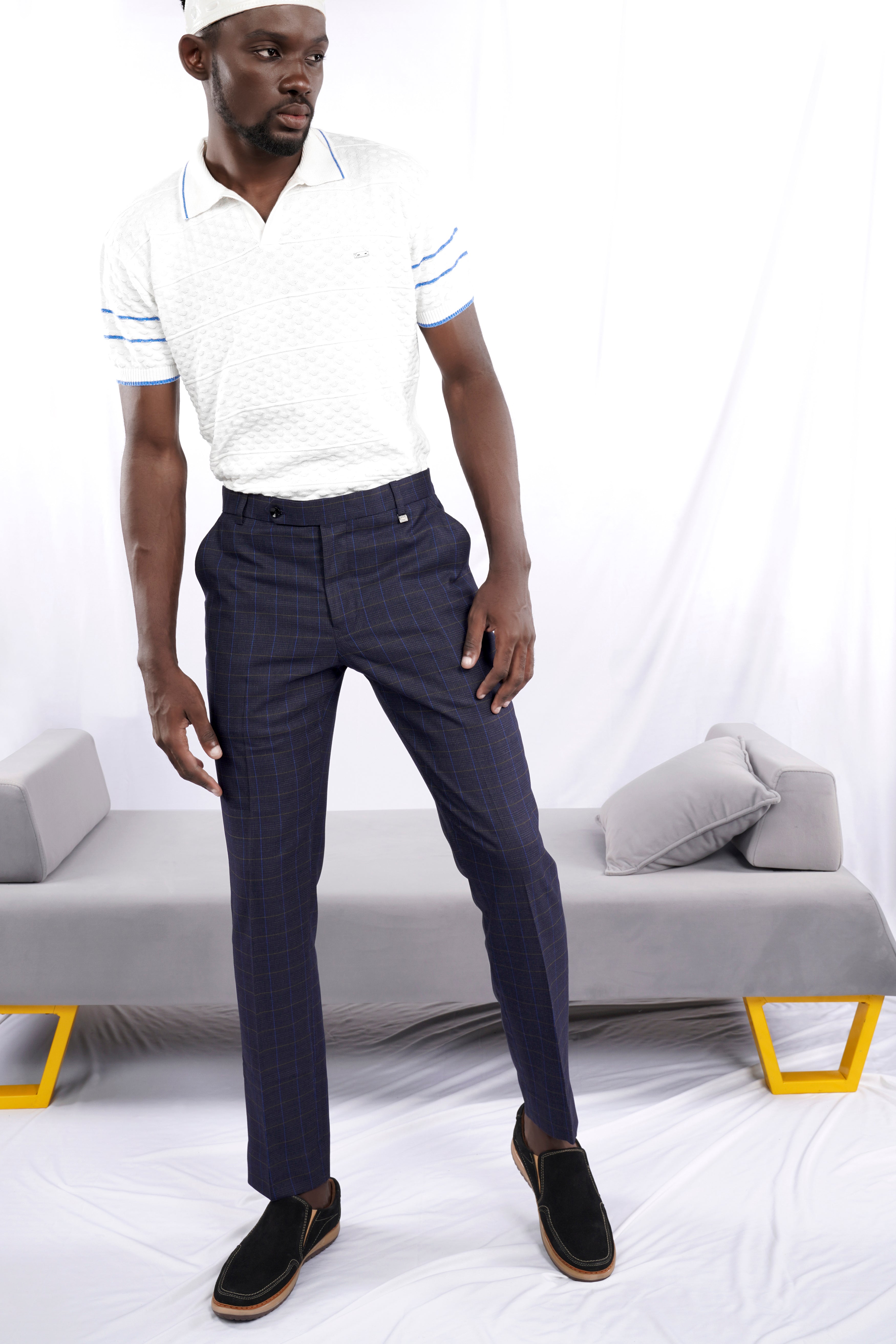 Bright White Jacquard Textured Flat-Knit Premium Cotton Polo TS873-S, TS873-M, TS873-L, TS873-XL, TS873-XXL