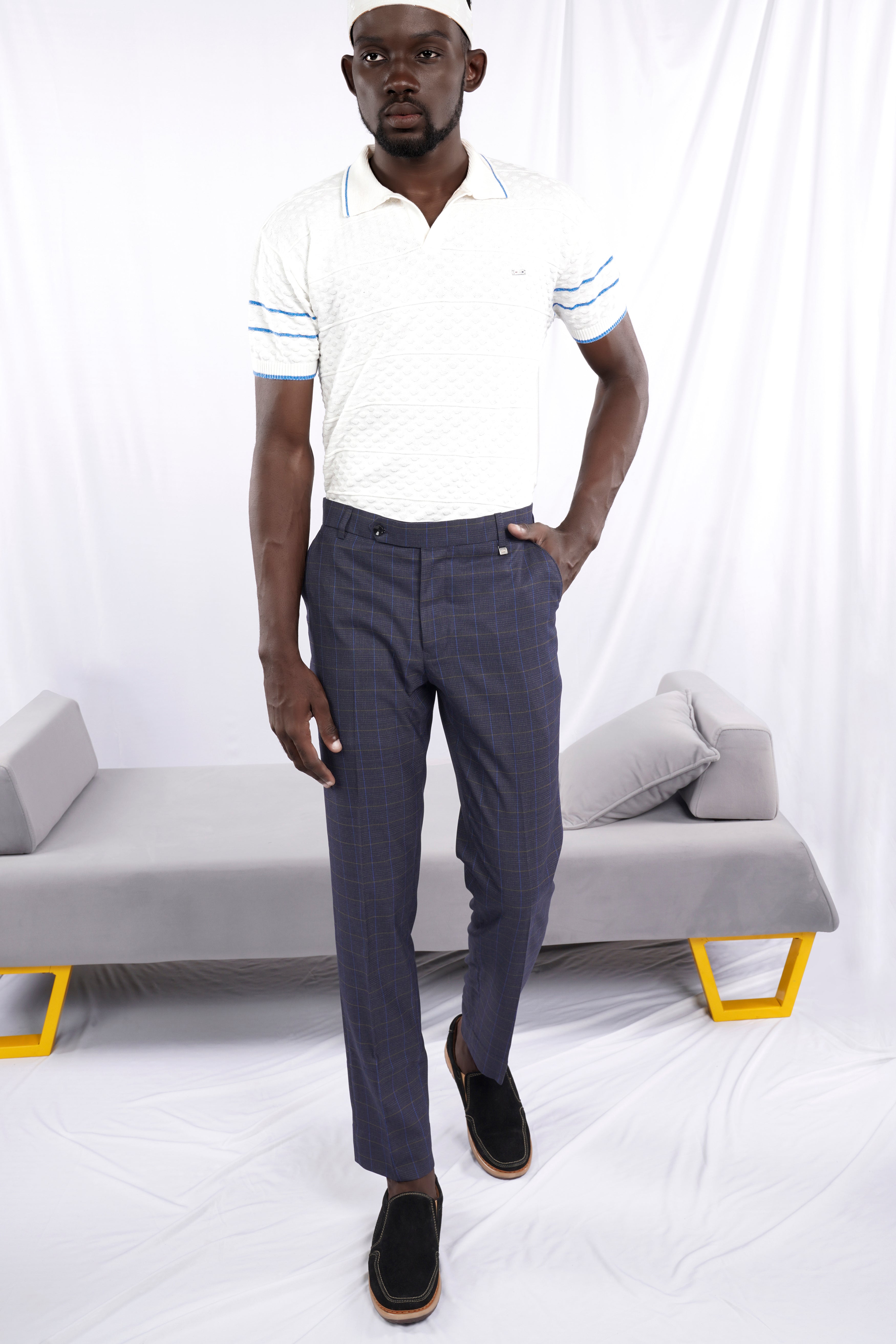 Bright White Jacquard Textured Flat-Knit Premium Cotton Polo TS873-S, TS873-M, TS873-L, TS873-XL, TS873-XXL