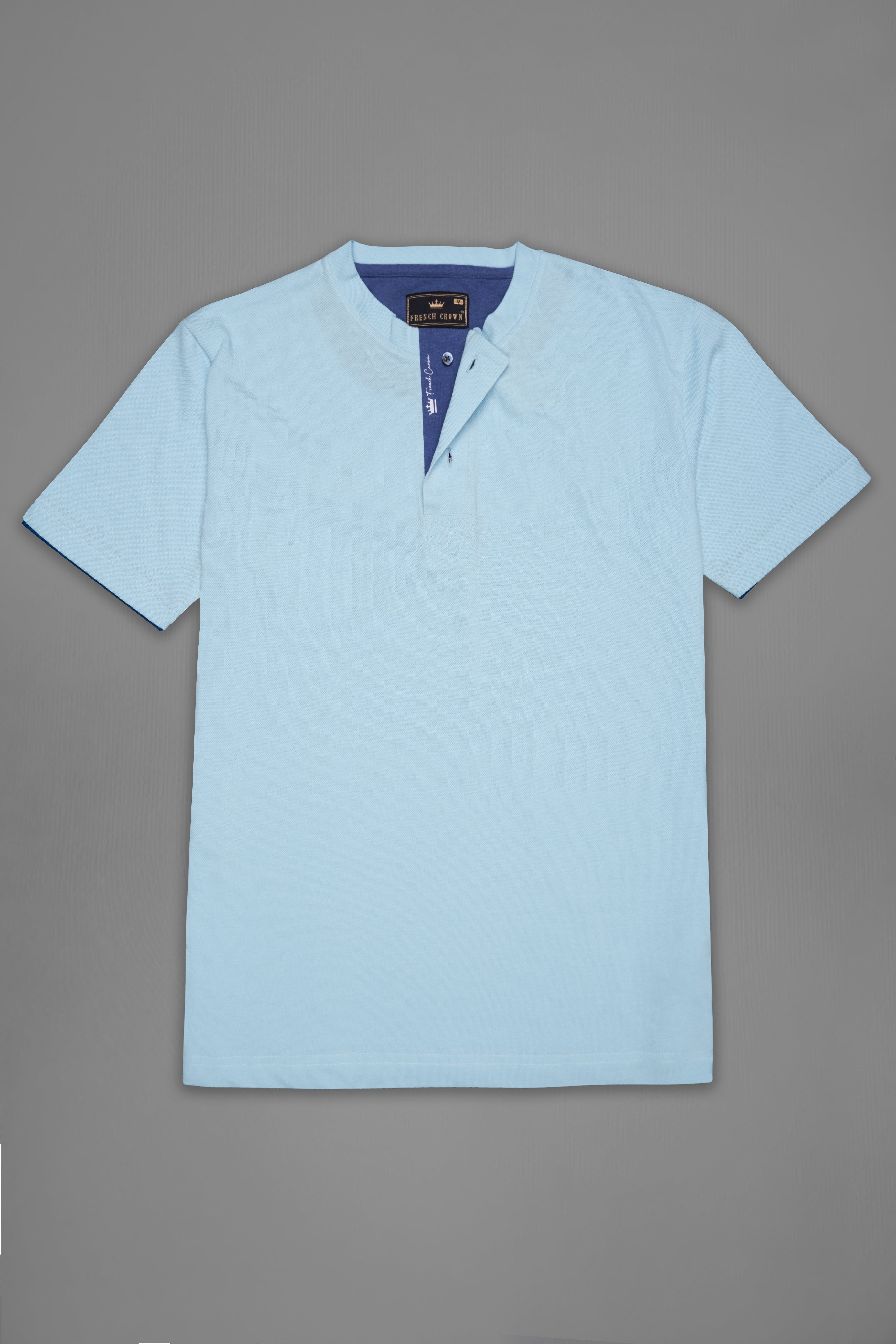 Spindle Blue Premium Cotton Round Neck Pique T-Shirt TS899-S, TS899-M, TS899-L, TS899-XL, TS899-XXL