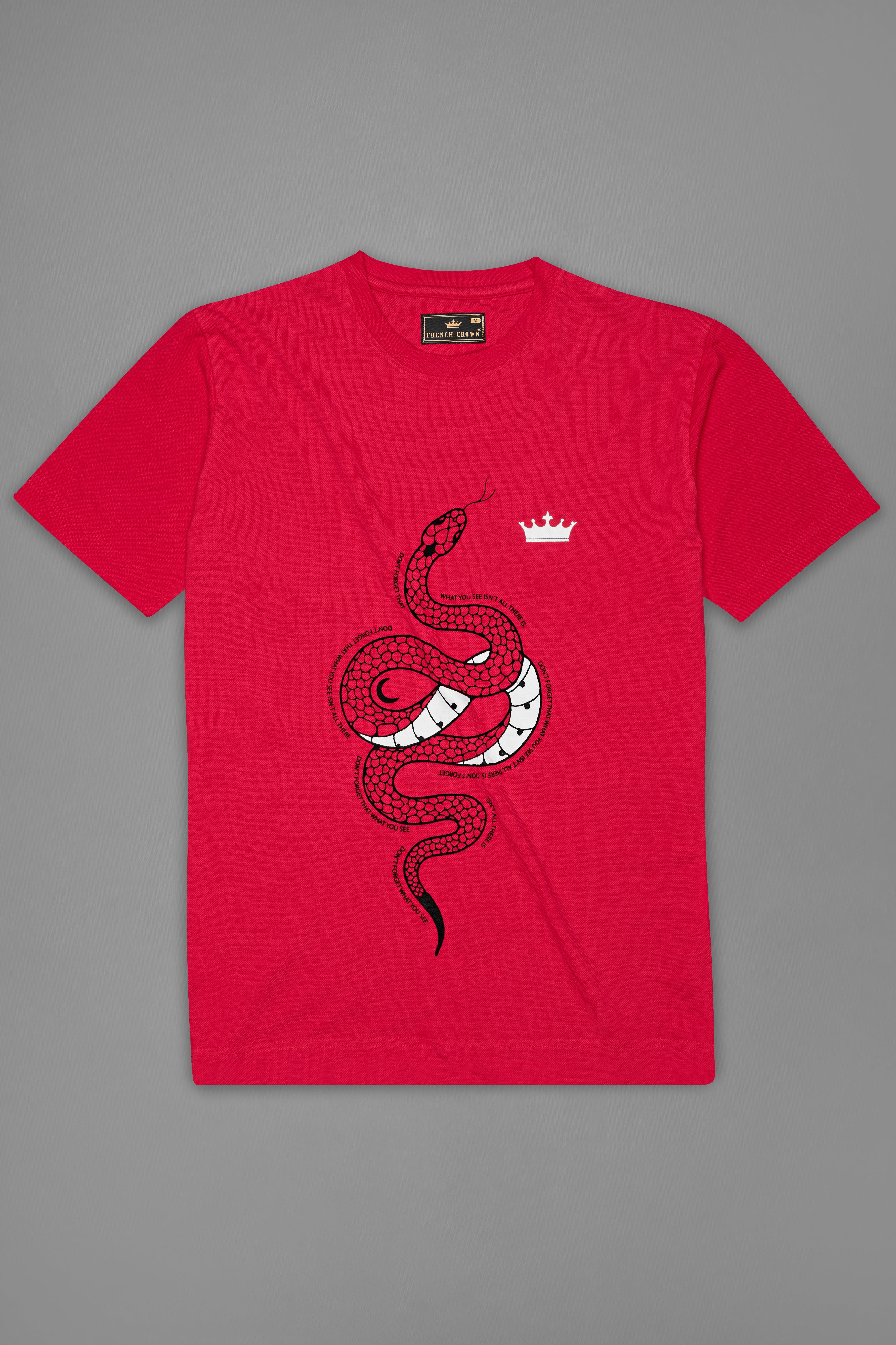 Monza Red Snake Printed Premium Cotton Pique T-shirt TS904-S, TS904-M, TS904-L, TS904-XL, TS904-XXL