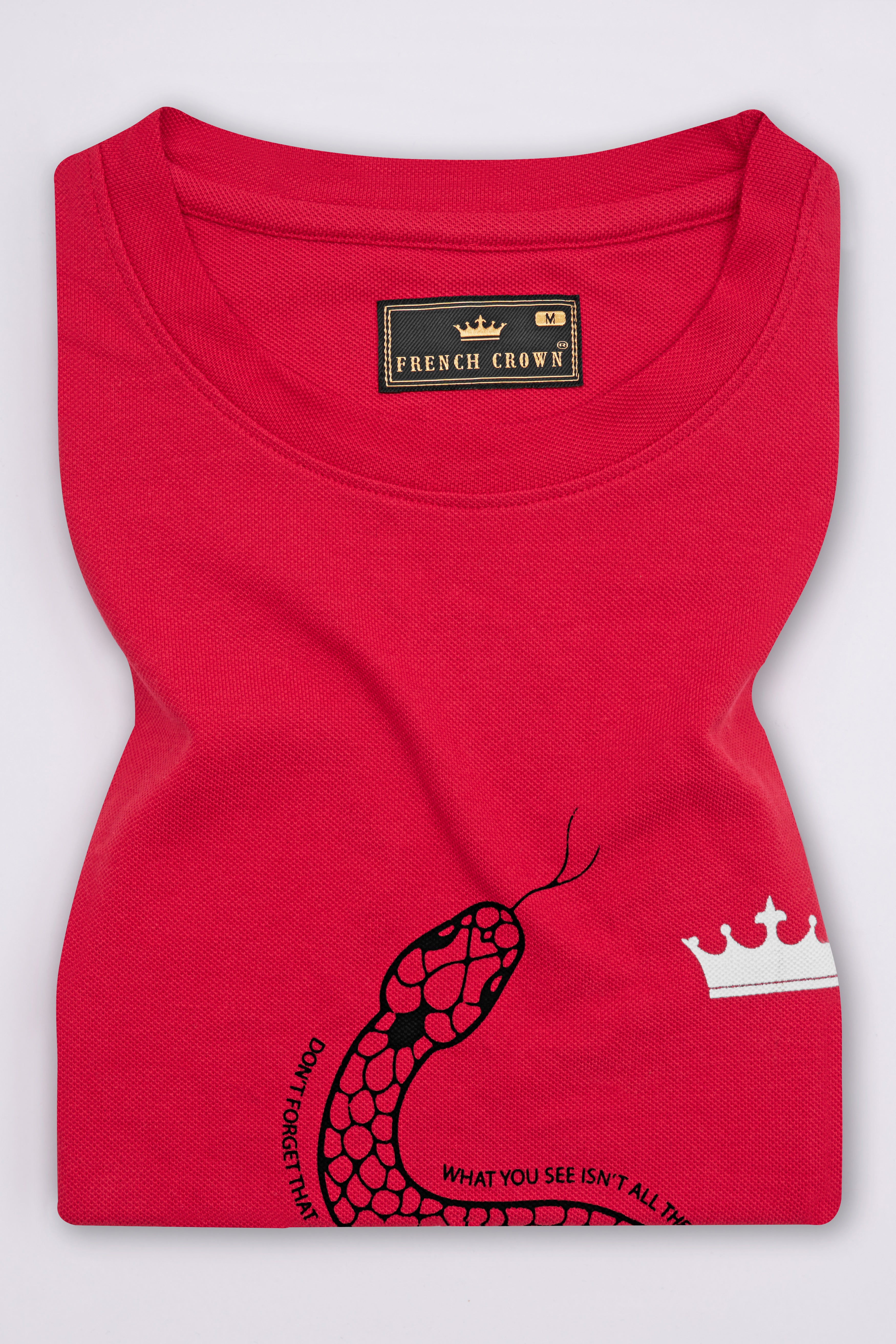 Monza Red Snake Printed Premium Cotton Pique T-shirt TS904-S, TS904-M, TS904-L, TS904-XL, TS904-XXL