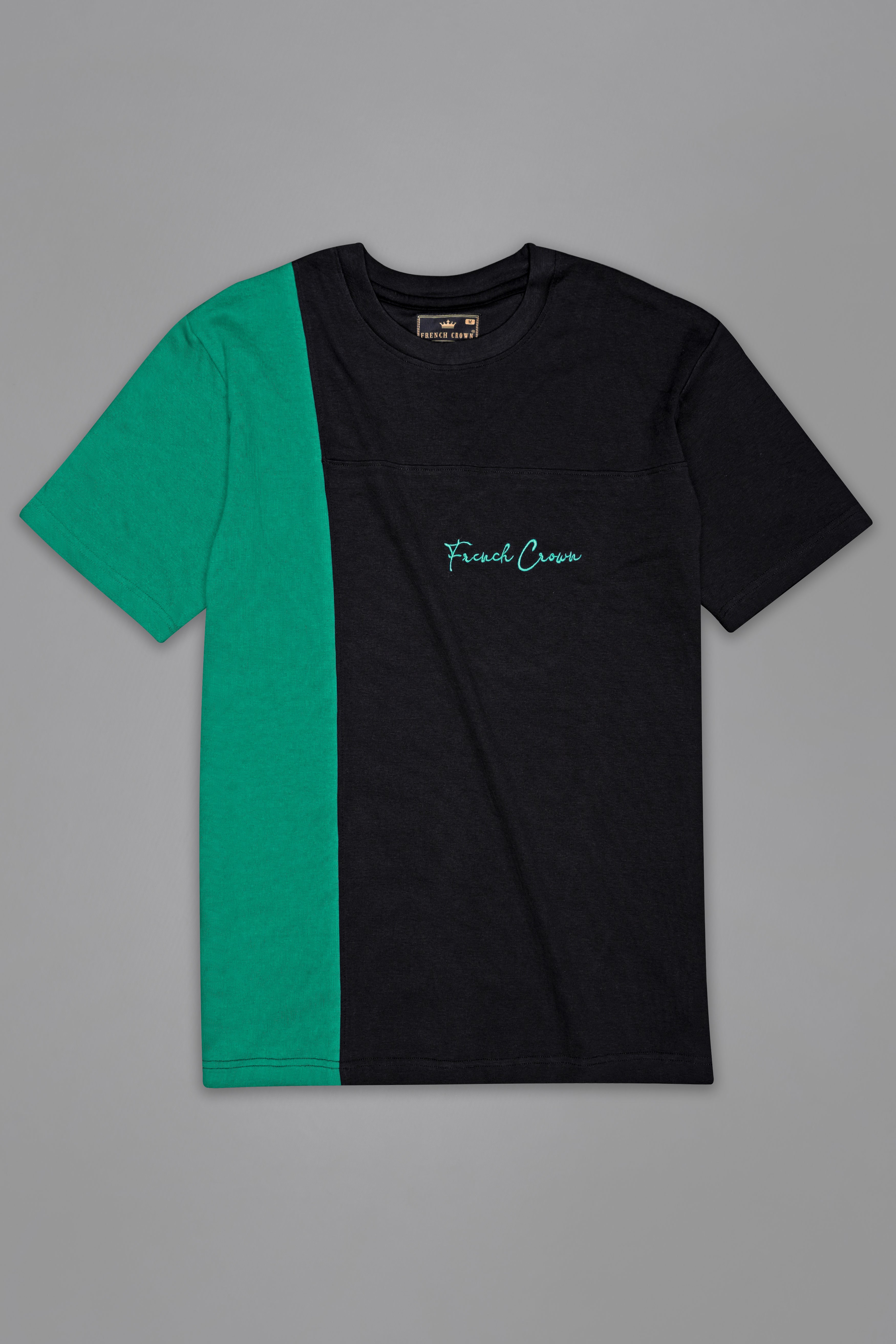 Jade Black and Mountain Meadow Green Premium Cotton Jersey T-shirt TS909-S, TS909-M, TS909-L, TS909-XL, TS909-XXL