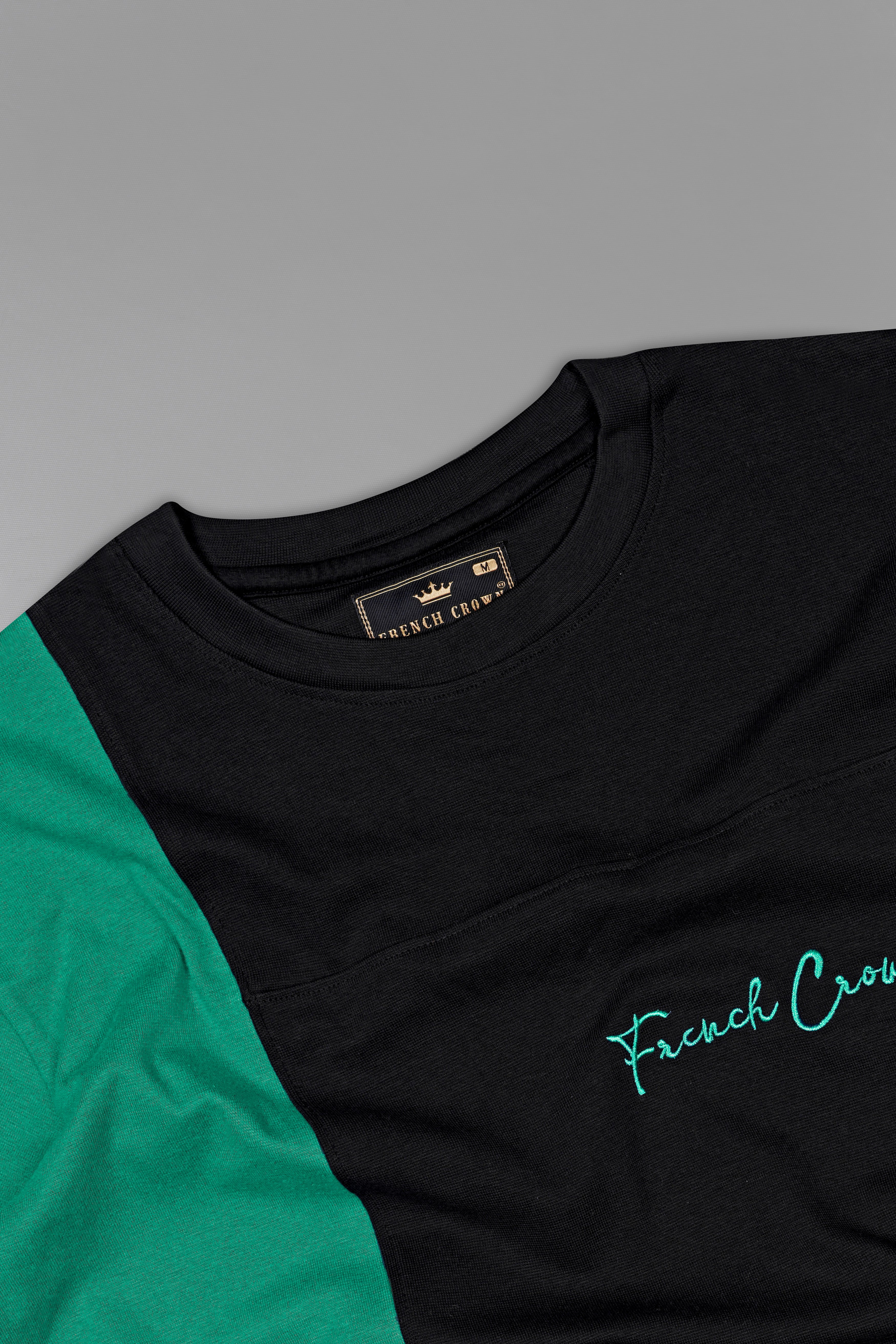 Jade Black and Mountain Meadow Green Premium Cotton Jersey T-shirt TS909-S, TS909-M, TS909-L, TS909-XL, TS909-XXL