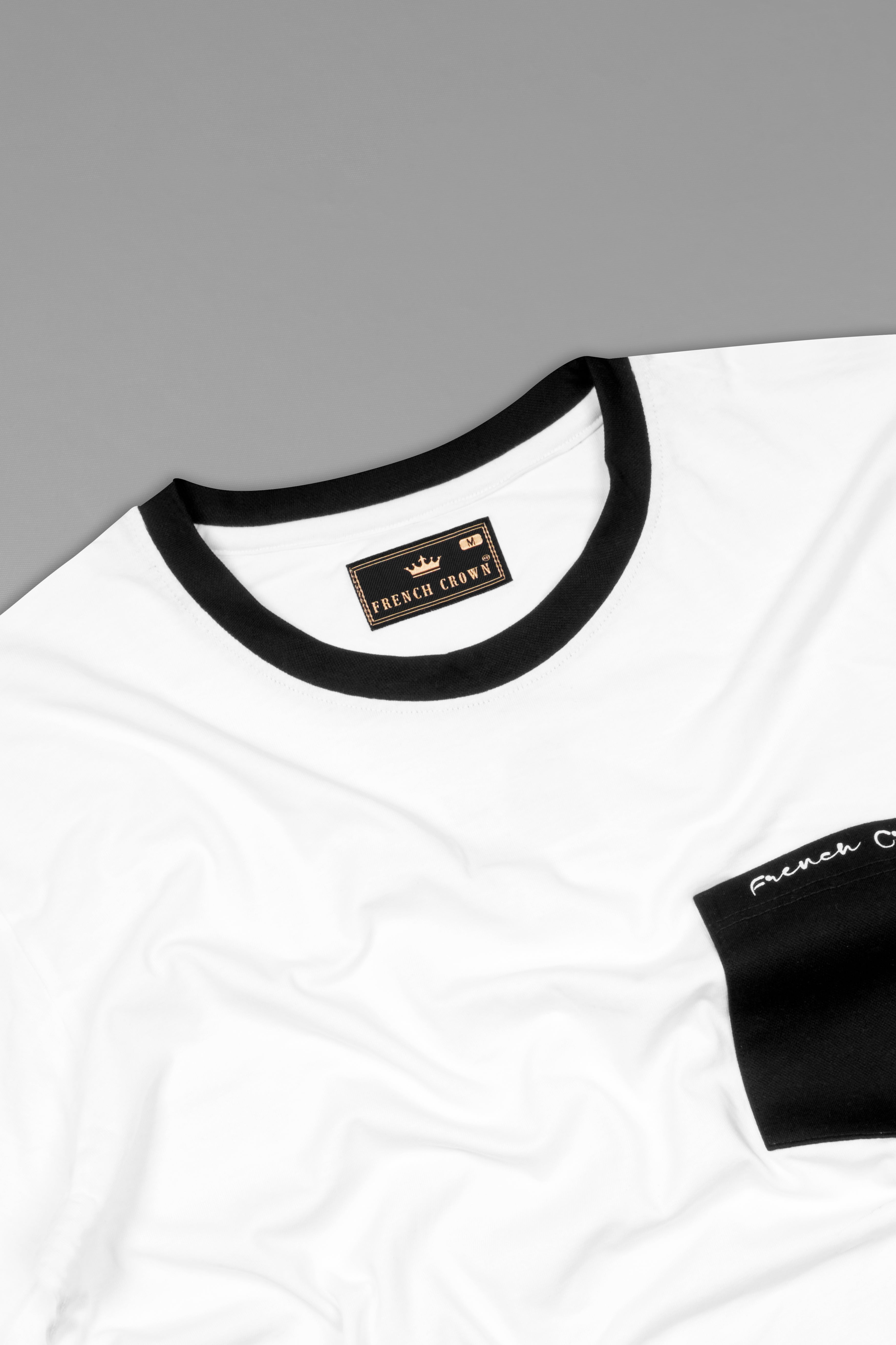 Bright White and Black Premium Cotton T-Shirt TS910-S, TS910-M, TS910-L, TS910-XL, TS910-XXL