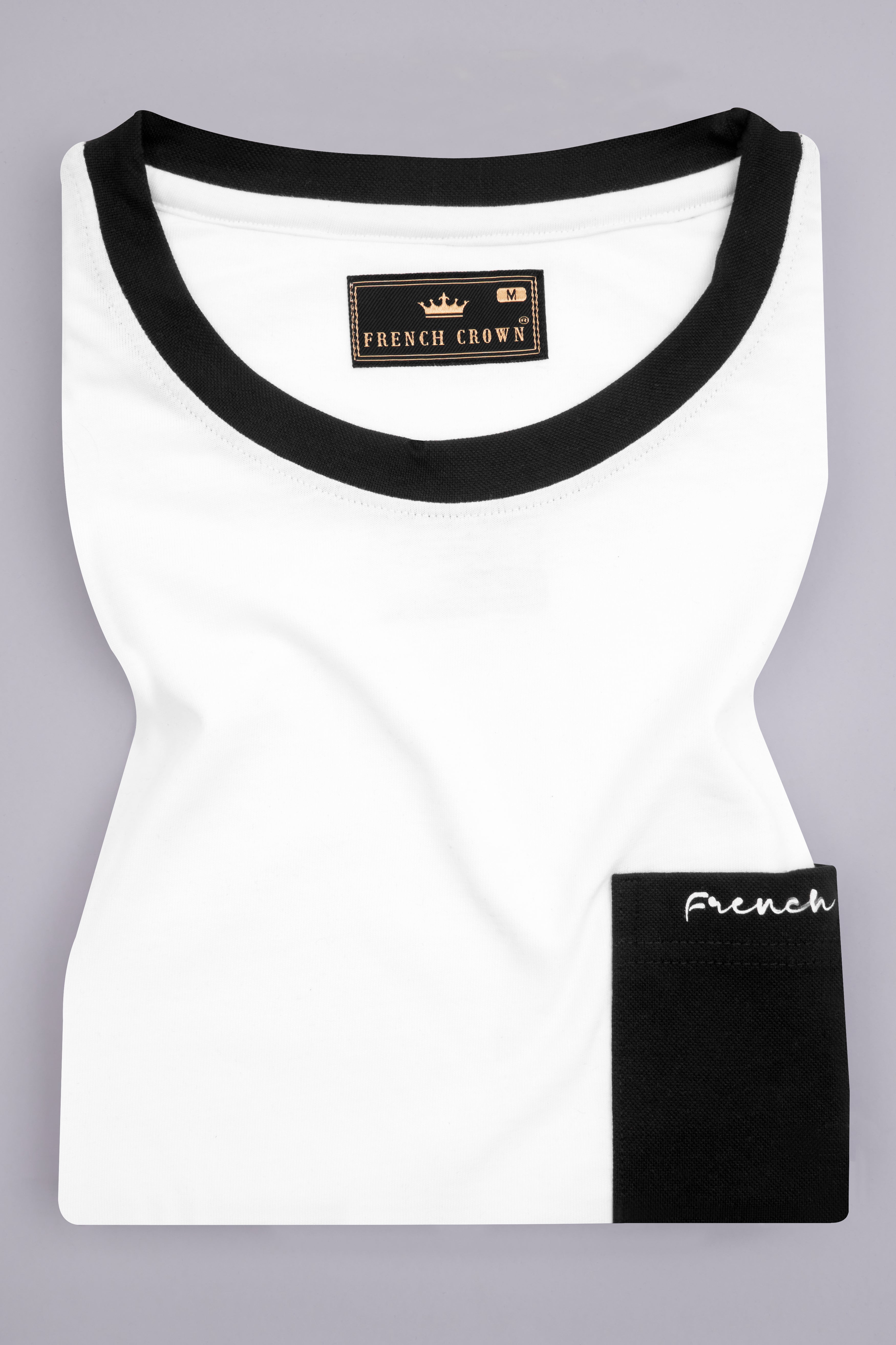 Bright White and Black Premium Cotton T-Shirt TS910-S, TS910-M, TS910-L, TS910-XL, TS910-XXL