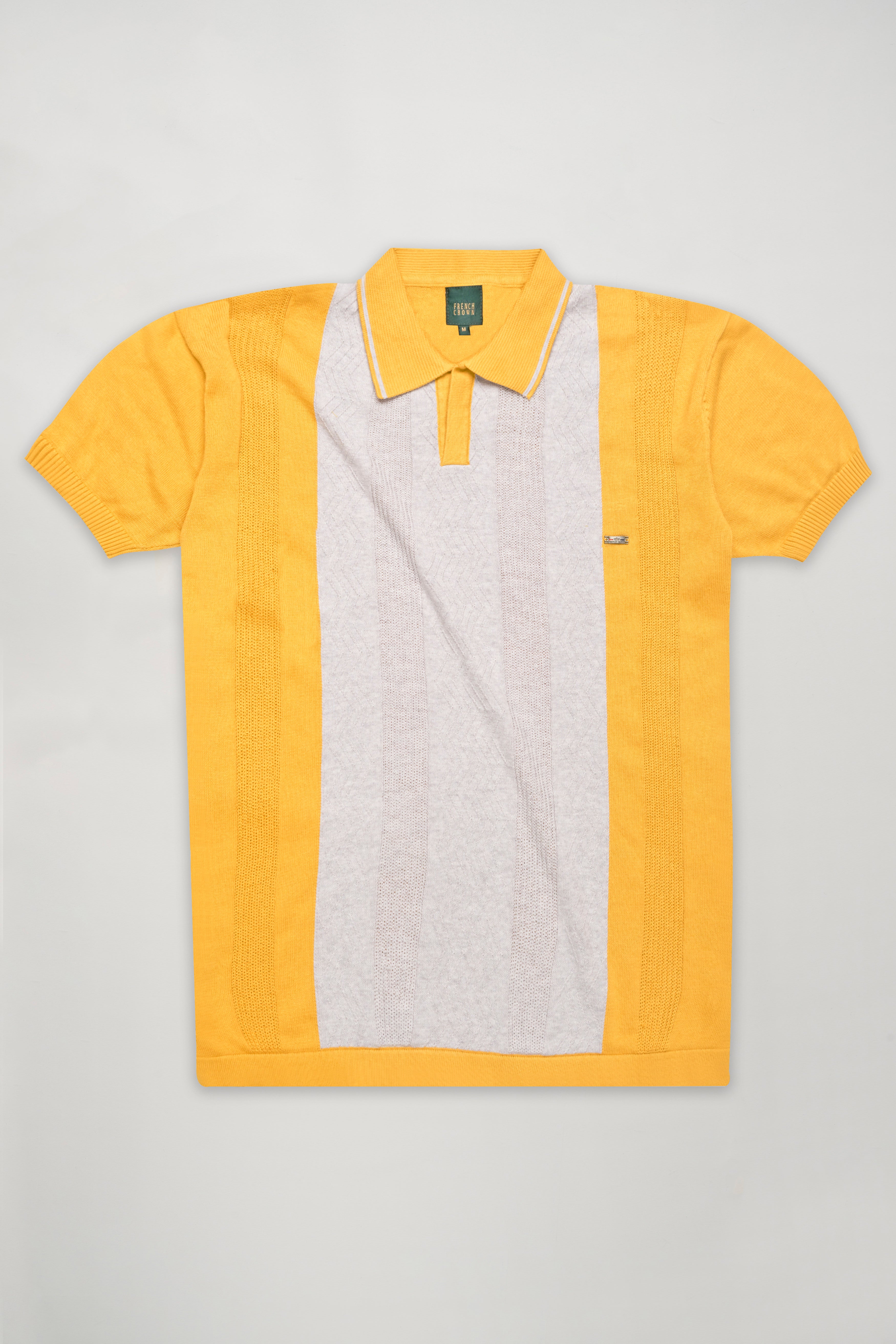 Casablanca Yellow and Pale Slate Gray Premium Cotton Flat Knit Polo TS932-S, TS932-M, TS932-L, TS932-XL, TS932-XXL