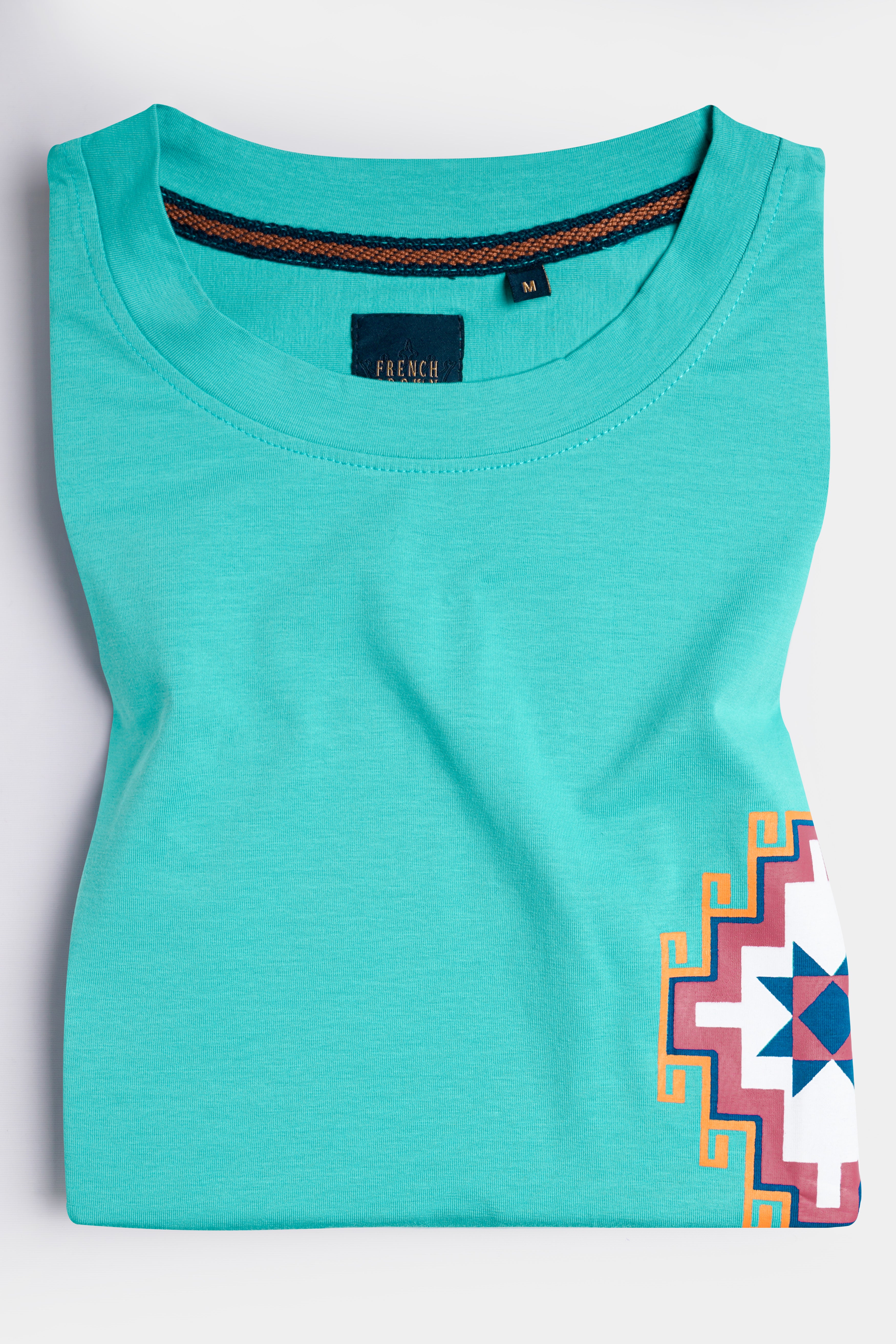 Aqua Blue Printed Premium Cotton Oversized T-shirt TS950-S, TS950-M, TS950-L, TS950-XL, TS950-XXL