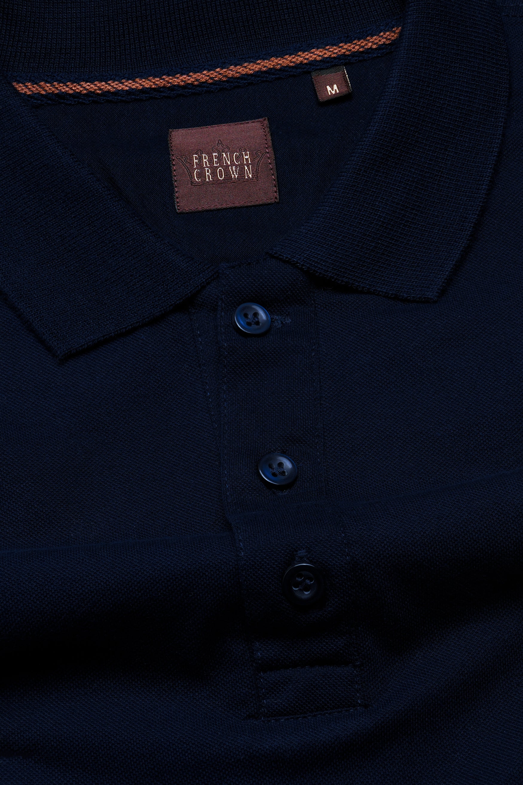 Ebony Blue with White and Jasper Red Colour Block Pattern Premium Cotton Pique Polo TS974-S, TS974-M, TS974-L, TS974-XL, TS974-XXL