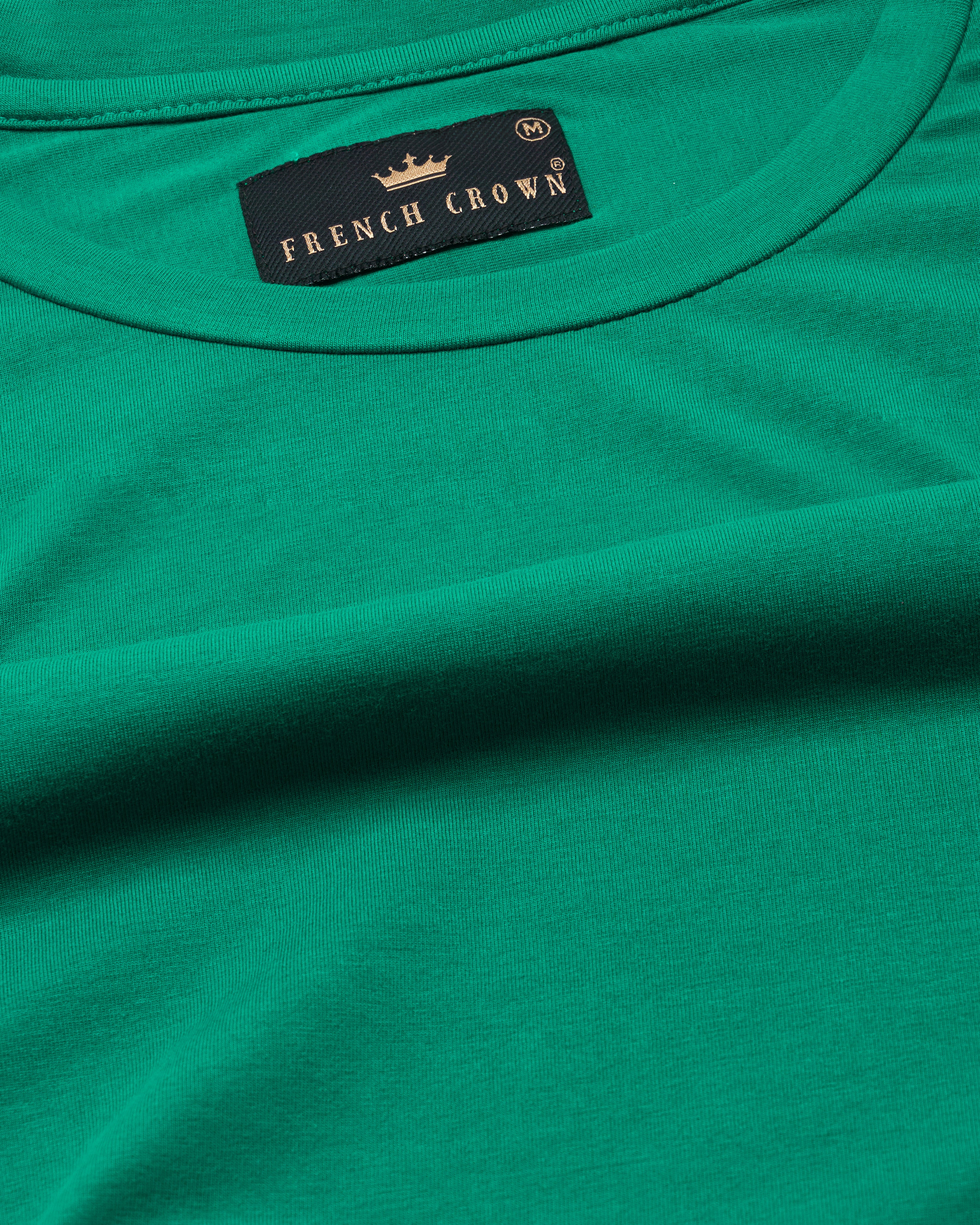 Tropical Green with Basketball Hand Painted Premium Cotton T-shirt