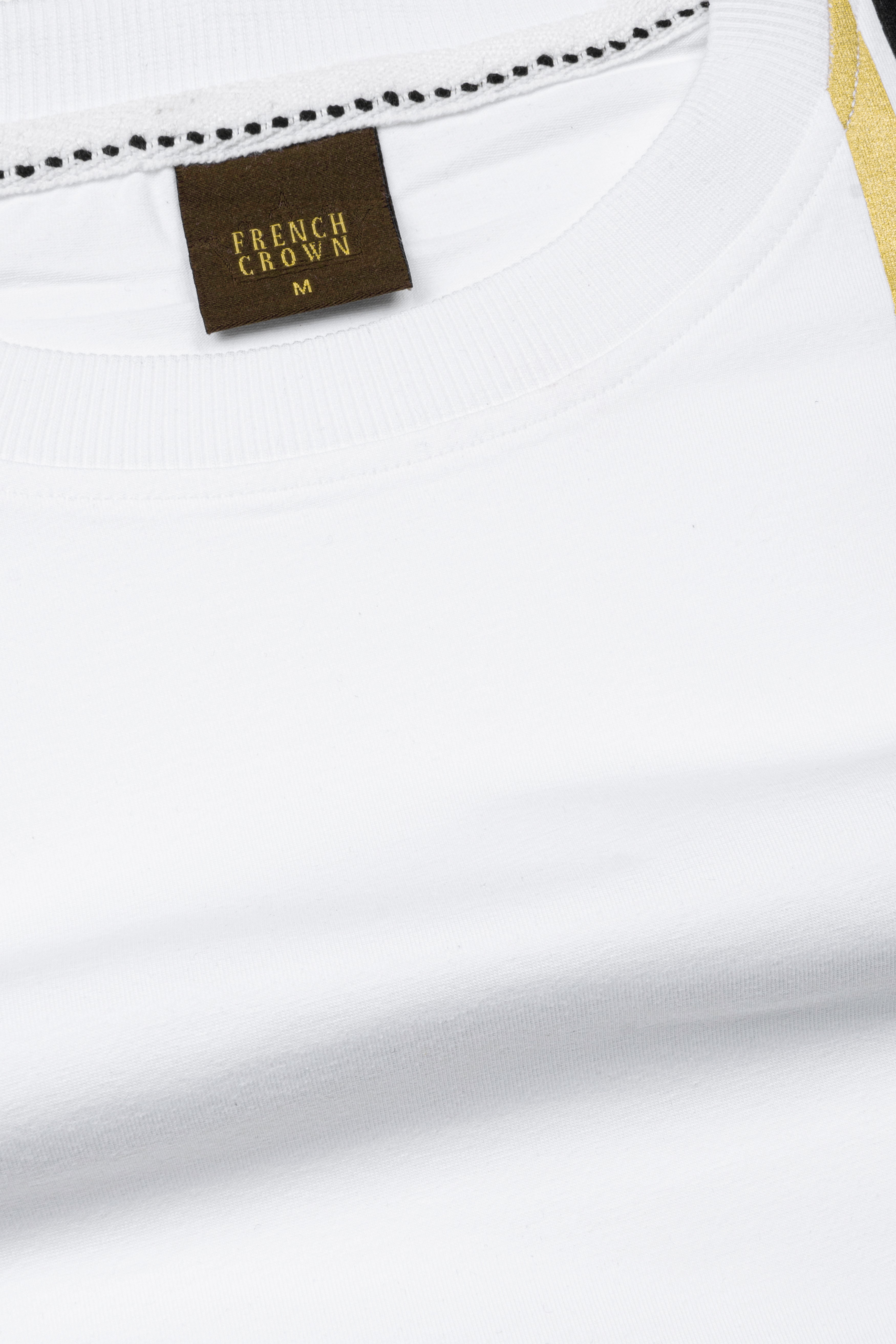 Bright White French Crown Elements Printed Premium Cotton T-Shirt