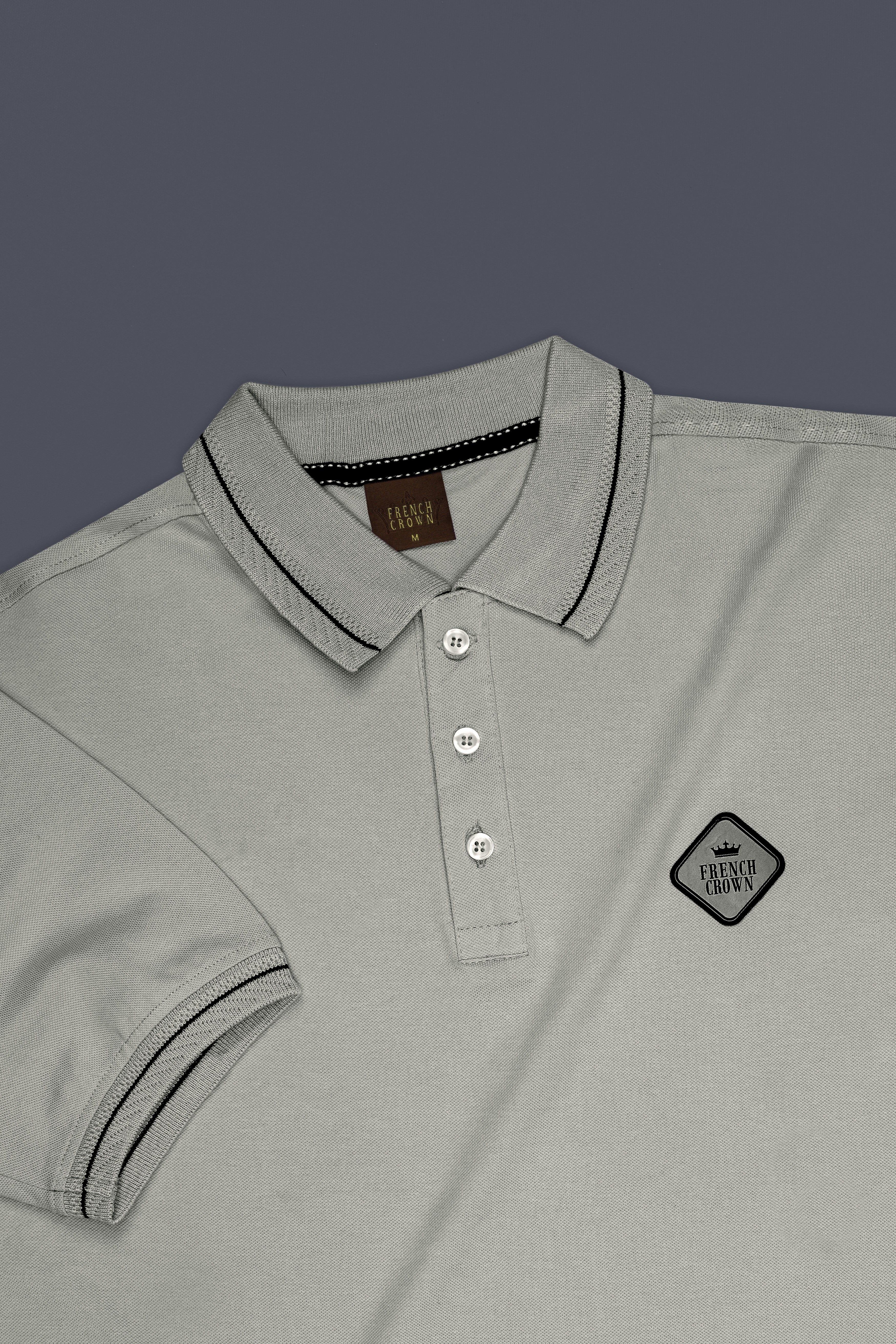Santa Gray Solid Premium Cotton Pique Polo