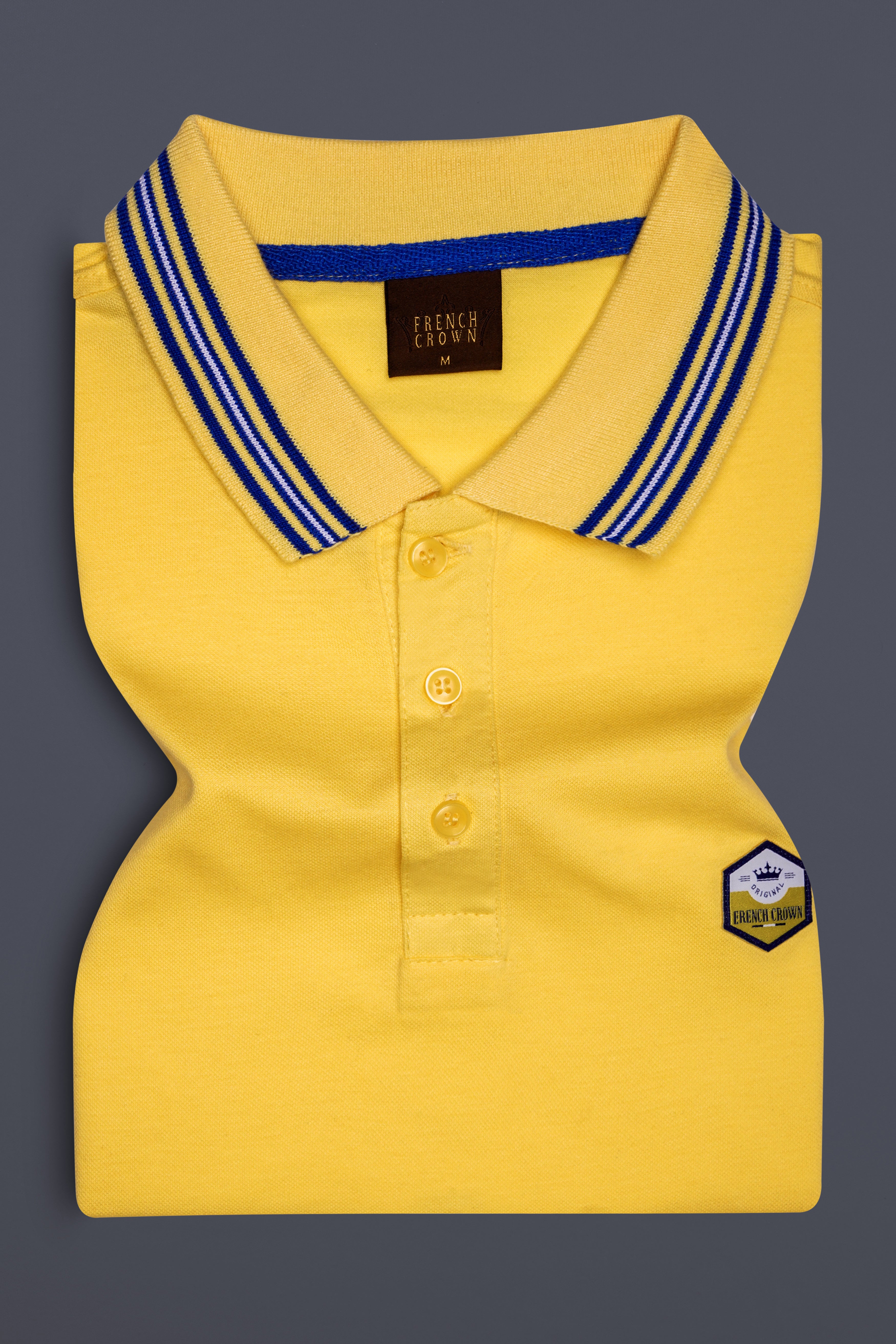 Confetti Yellow Solid Premium Cotton Pique Polo