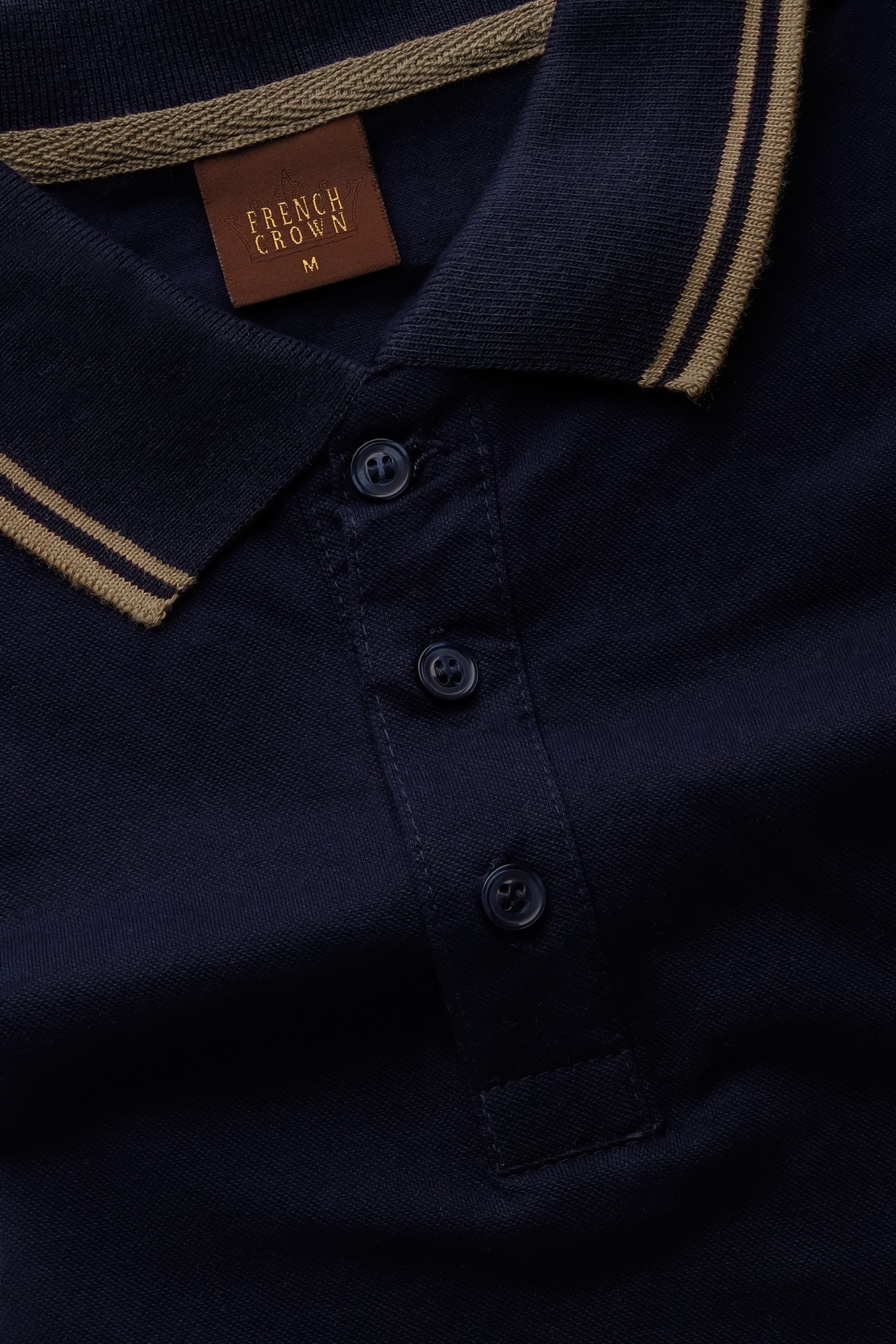 Ebony Blue Solid Premium Cotton Pique Polo