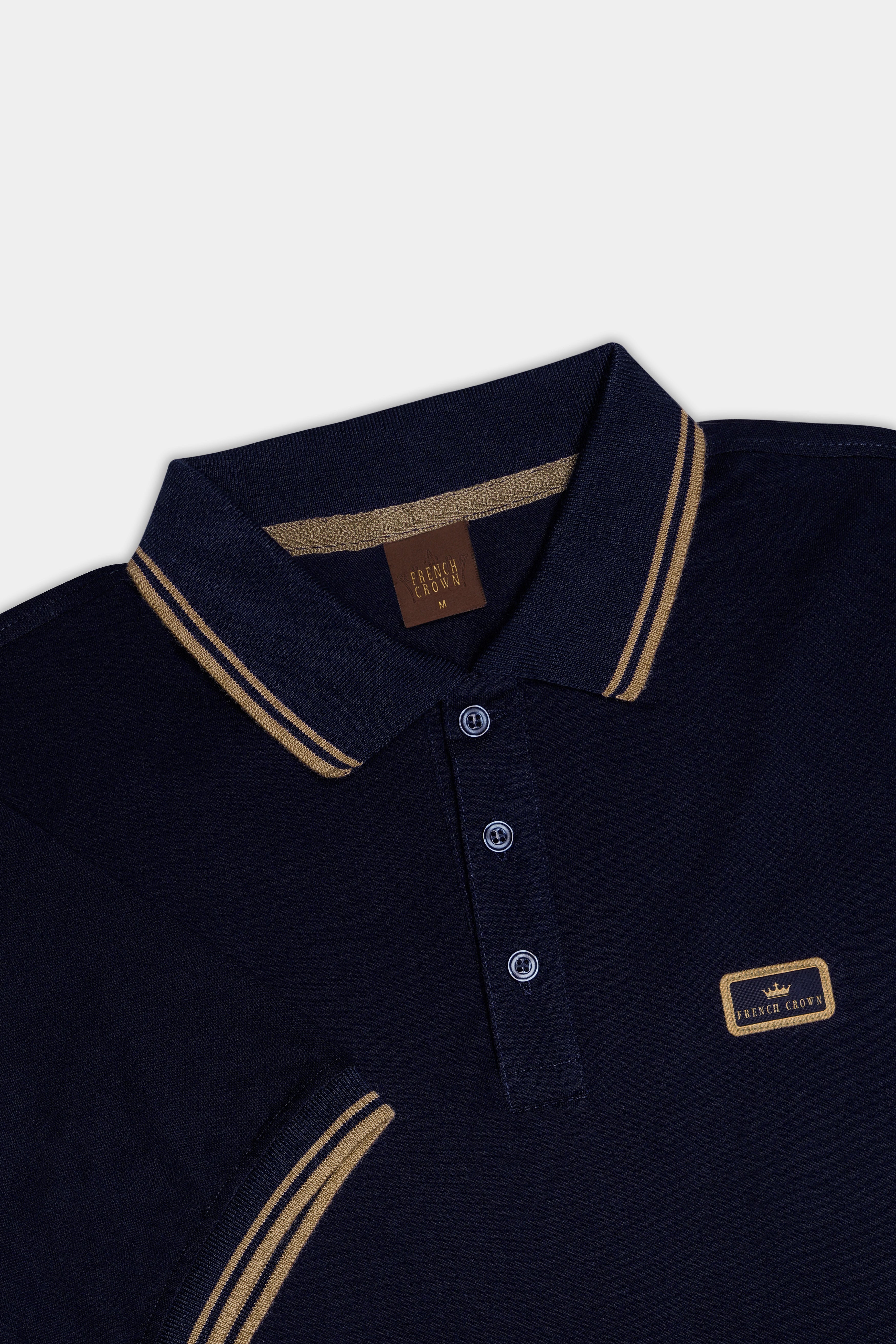 Ebony Blue Solid Premium Cotton Pique Polo