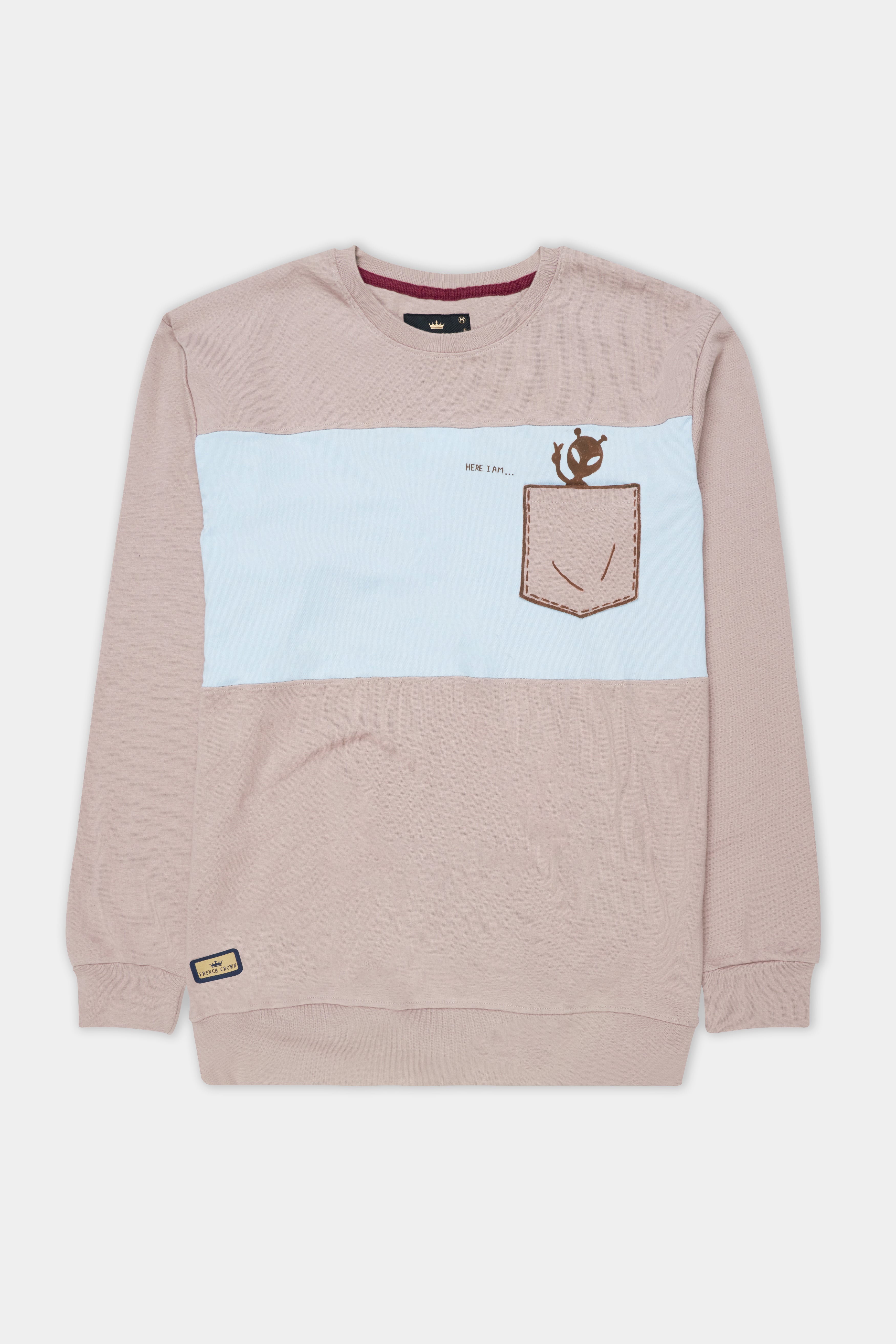 Blossom Brown and Beau Blue Hand Painted Premium Cotton Jersey Sweatshirt,TS515-W01-ART-S, TS515-W01-ART-M, TS515-W01-ART-L, TS515-W01-ART-XL, TS515-W01-ART-XXL