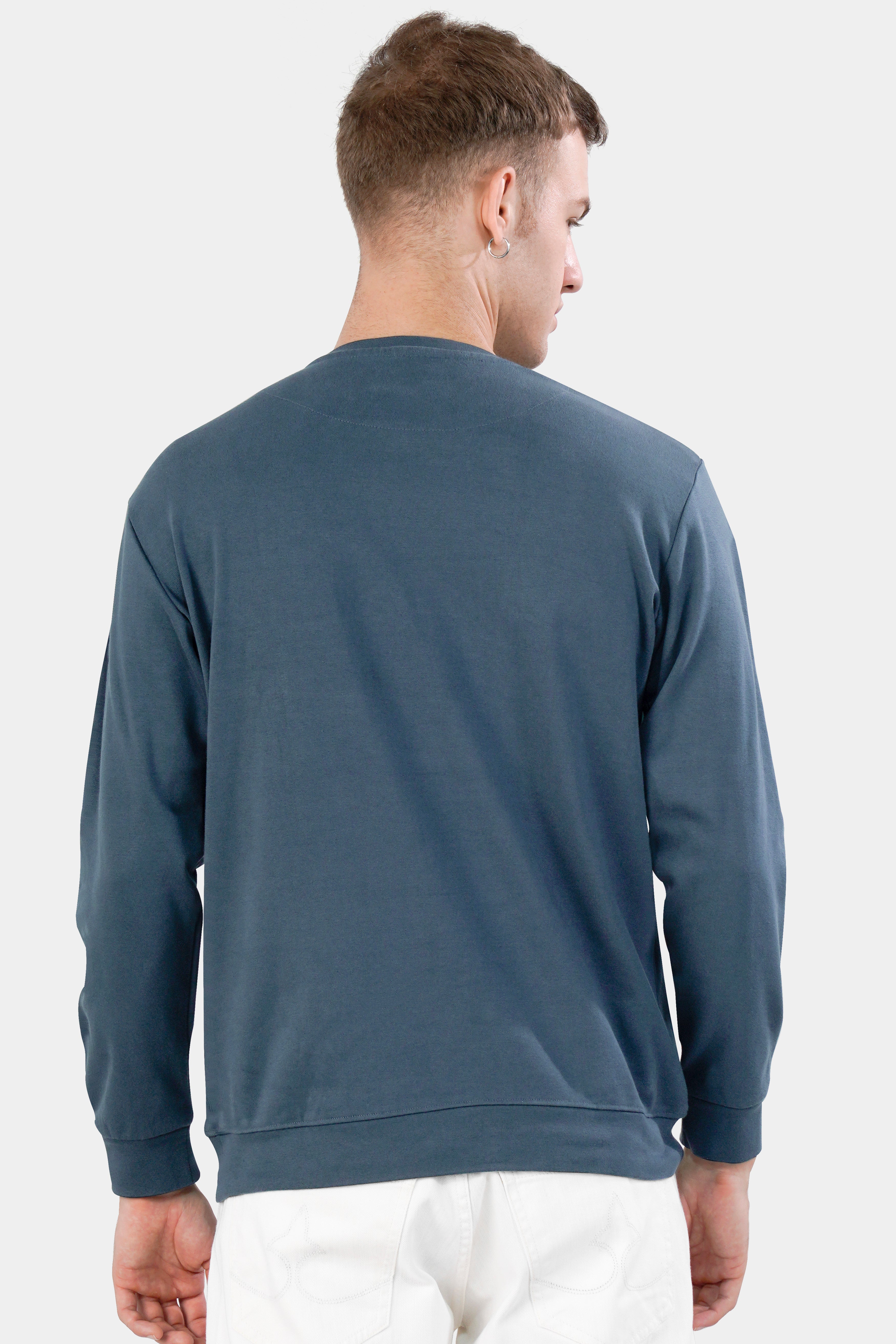 Marengo Blue and Sage Green Hand Painted Premium Cotton Jersey Sweatshirt,TS517-W01-ART-S, TS517-W01-ART-M, TS517-W01-ART-L, TS517-W01-ART-XL, TS517-W01-ART-XXL