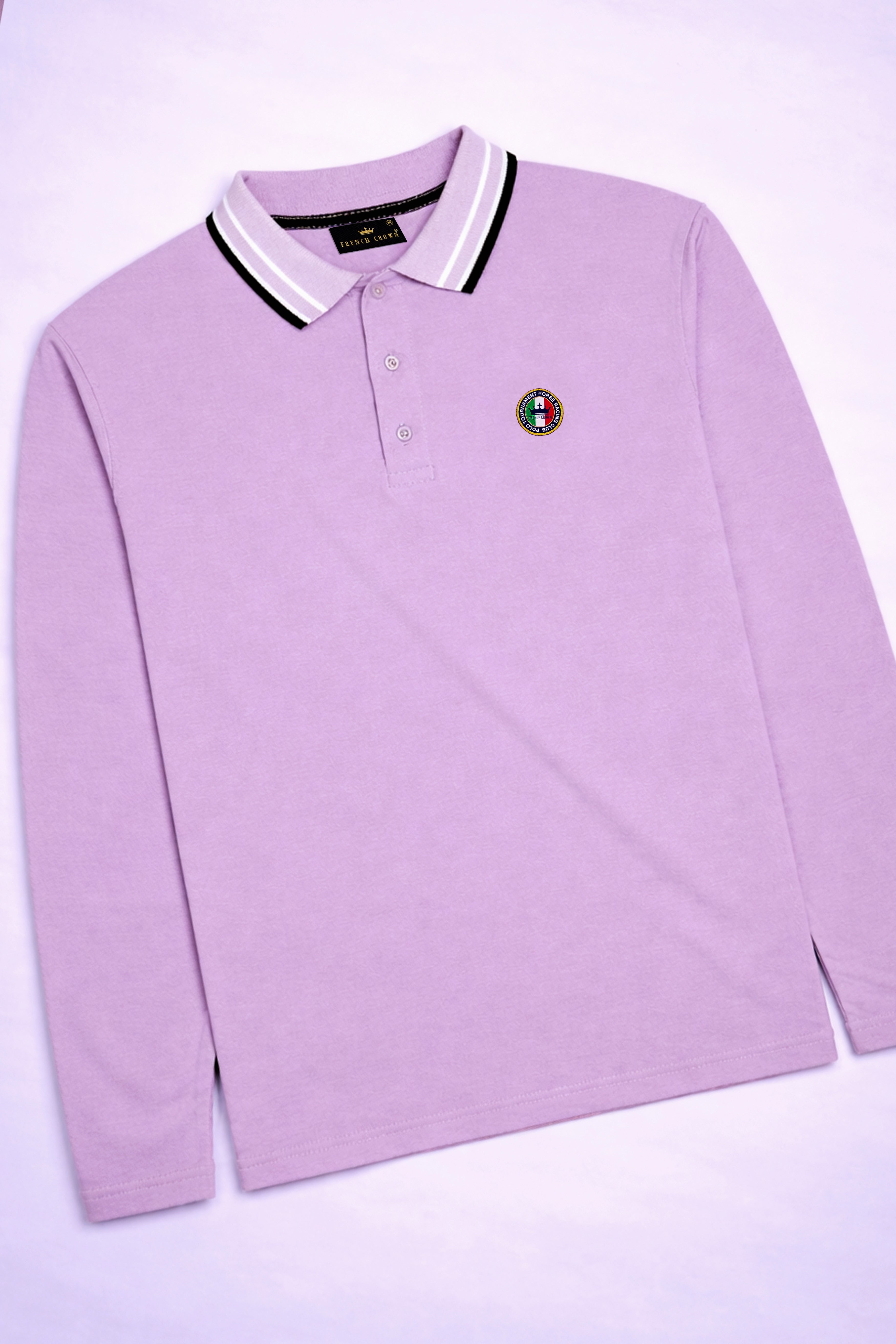 Plum Lilac Full Sleeves Premium Cotton Mercerised Pique Polo