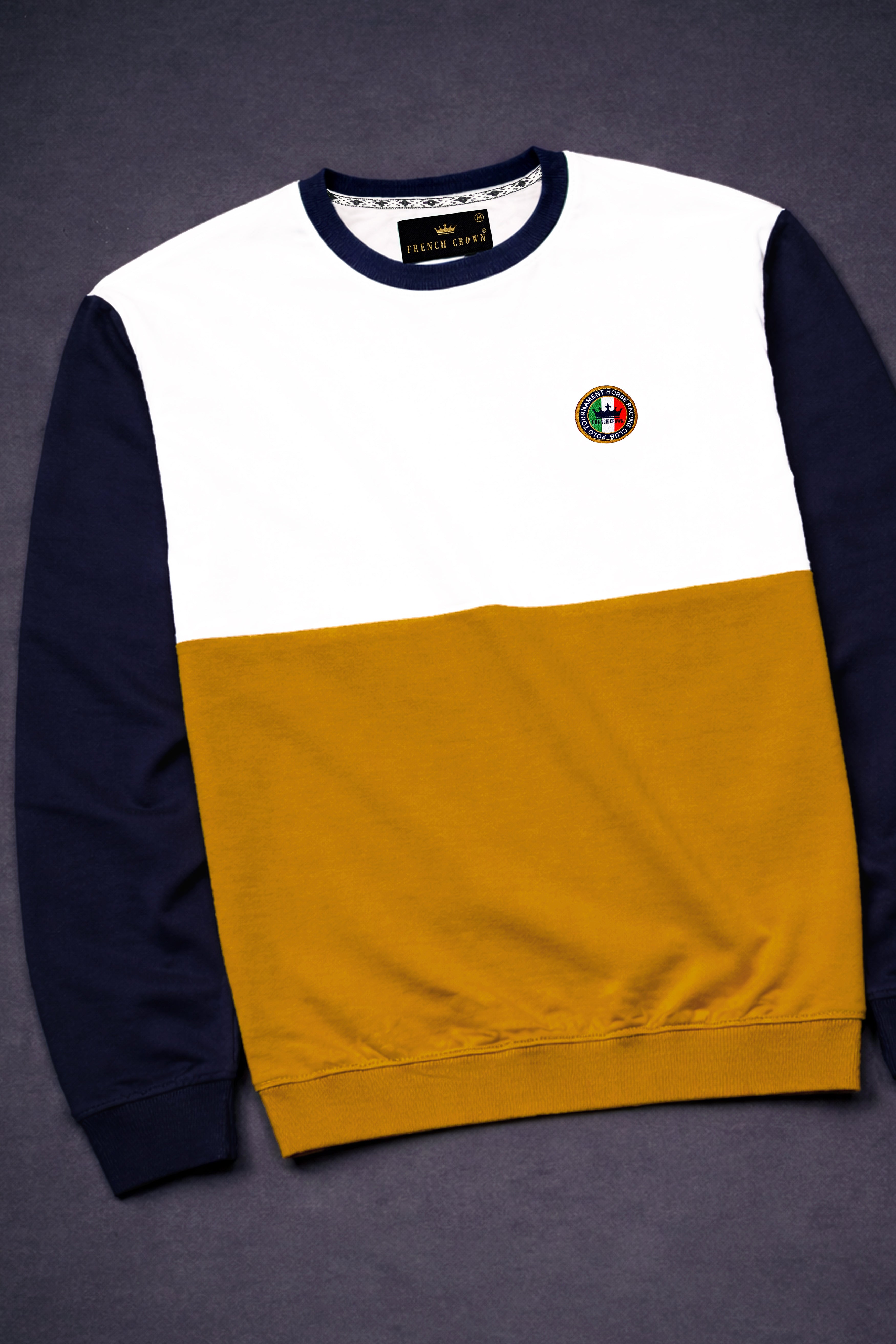 White and Fire Bush Yellow Colourblock Sweatshirt
